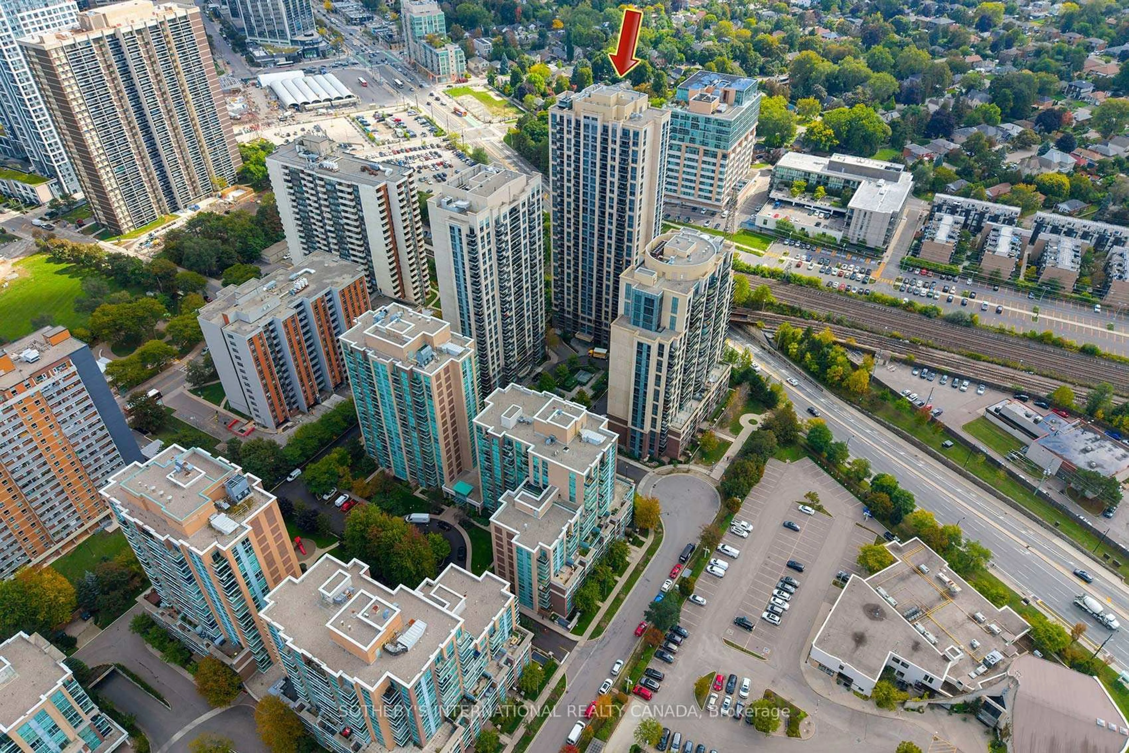 A pic from outside/outdoor area/front of a property/back of a property/a pic from drone, city buildings view from balcony for 3 Michael Power Pl #208, Toronto Ontario M9A 0A2