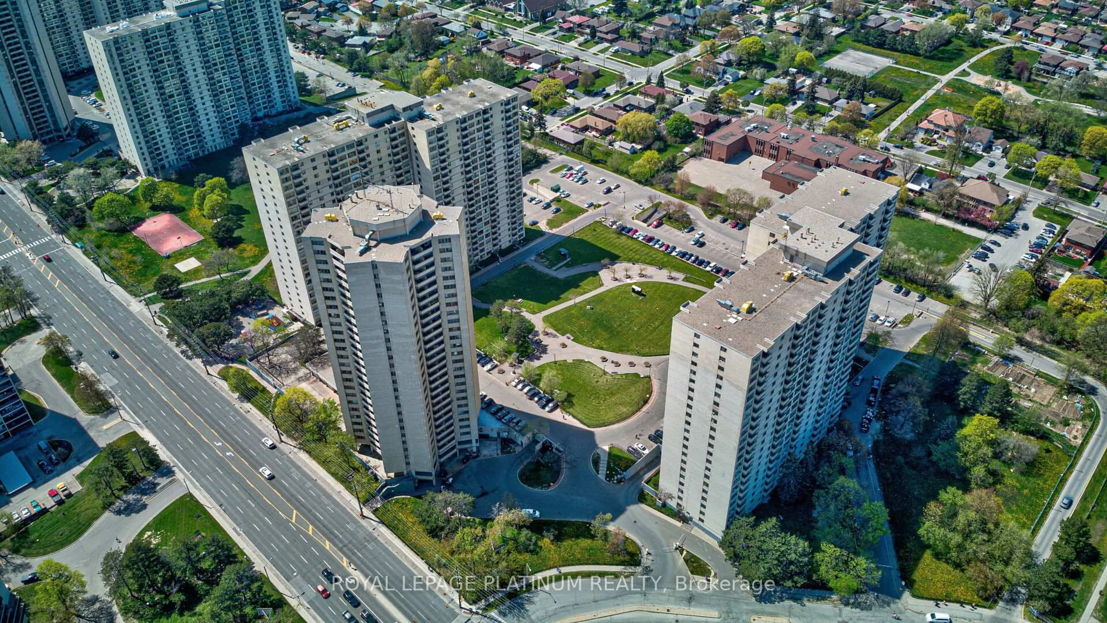 A pic from outside/outdoor area/front of a property/back of a property/a pic from drone, city buildings view from balcony for 330 Dixon Rd #408, Toronto Ontario M9R 1S9