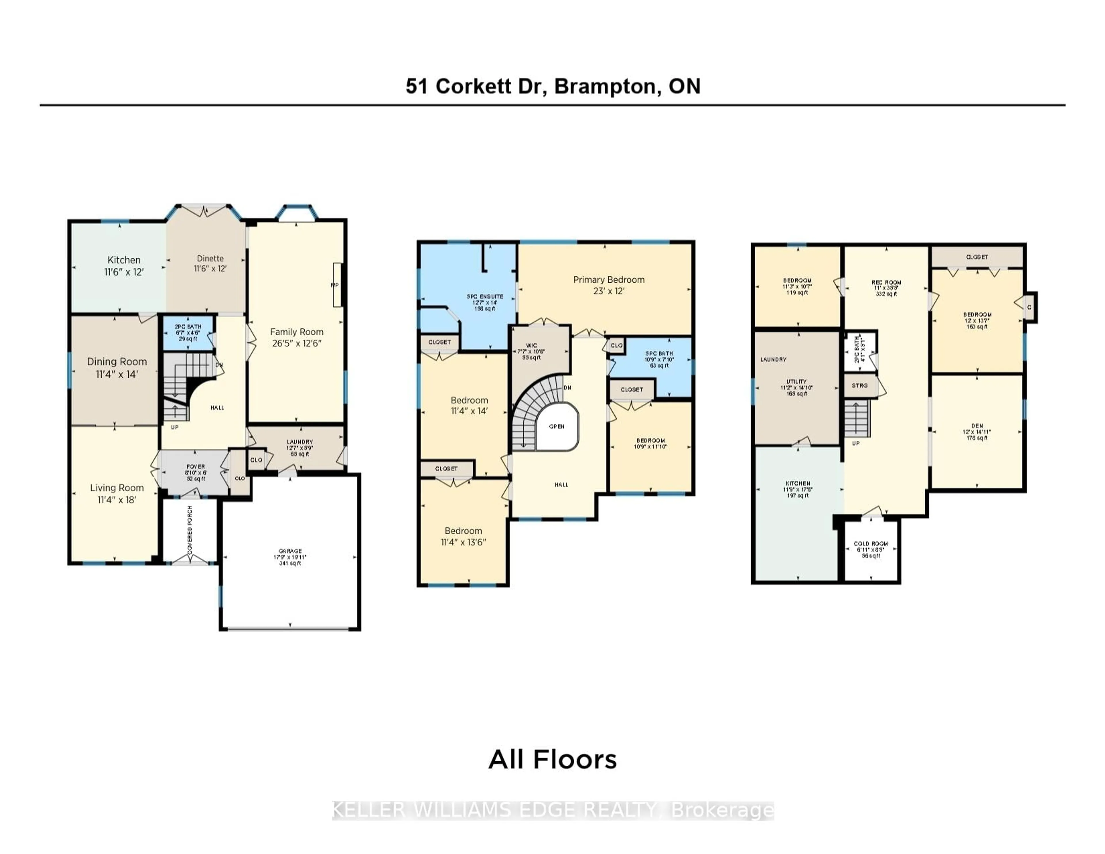 Floor plan for 51 Corkett Dr, Brampton Ontario L6X 3G1