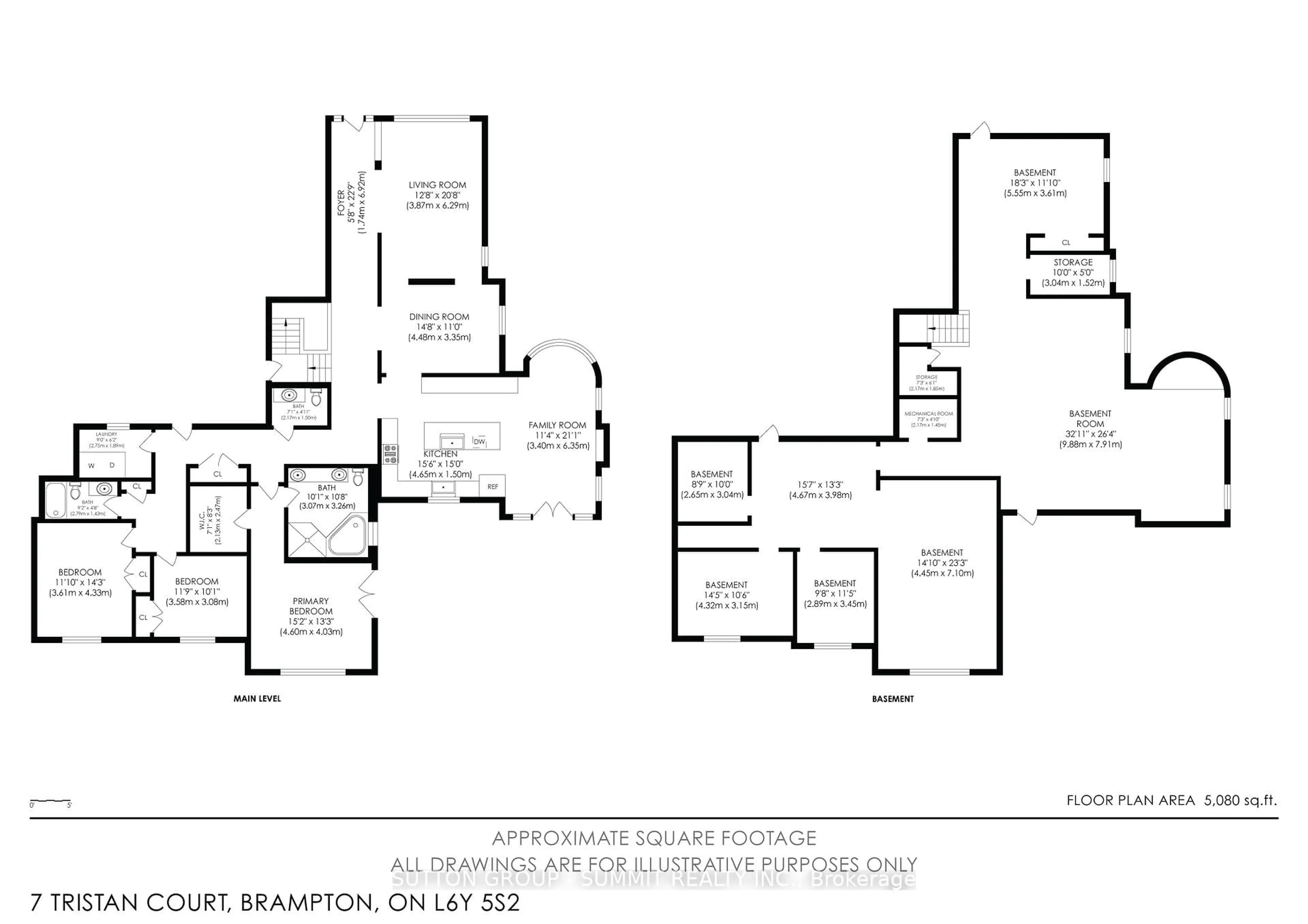 Floor plan for 7 Tristan Crt, Brampton Ontario L6Y 5S2