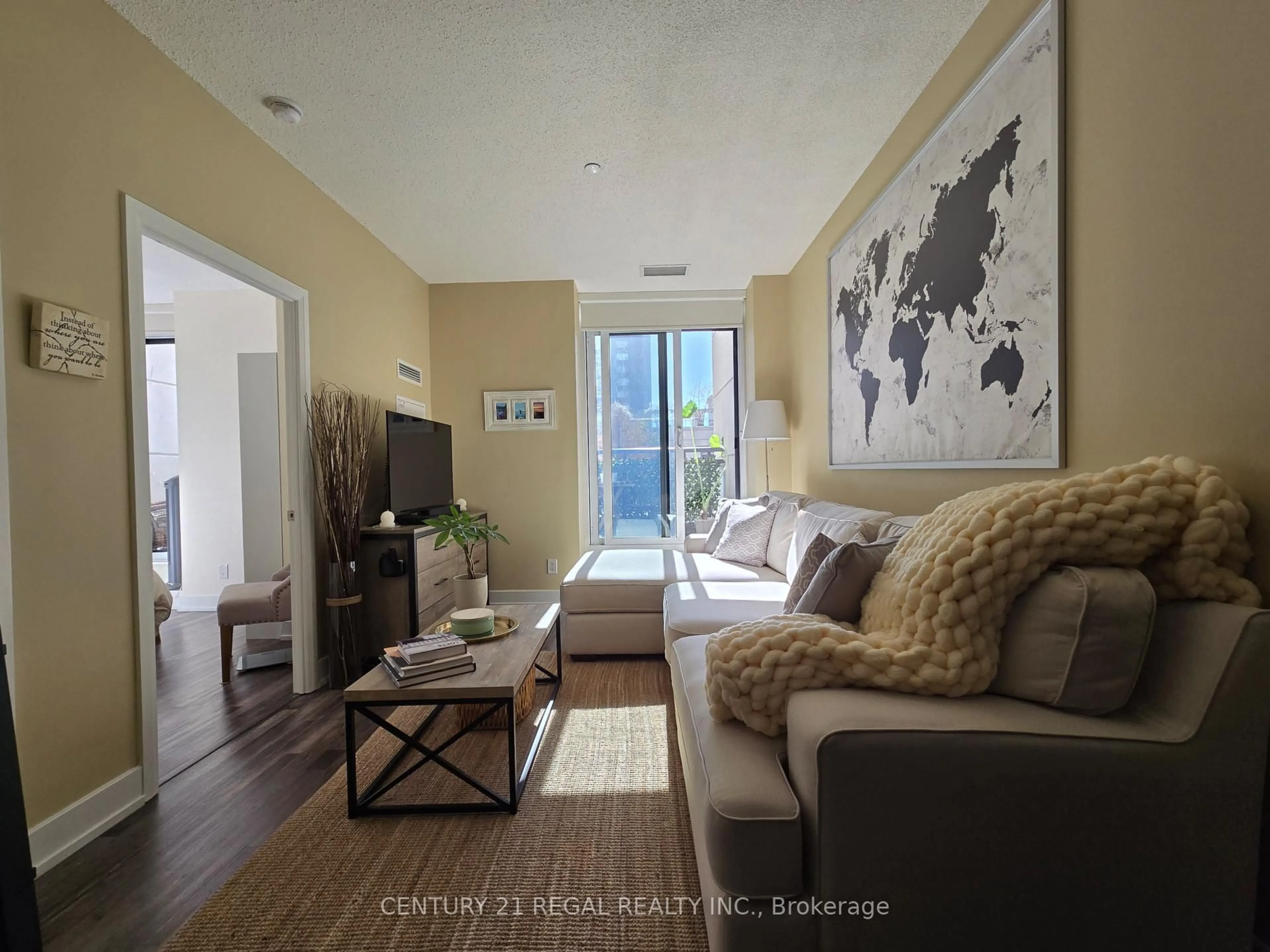 Living room with furniture, unknown for 2 Eva Rd #229, Toronto Ontario M9C 0A9
