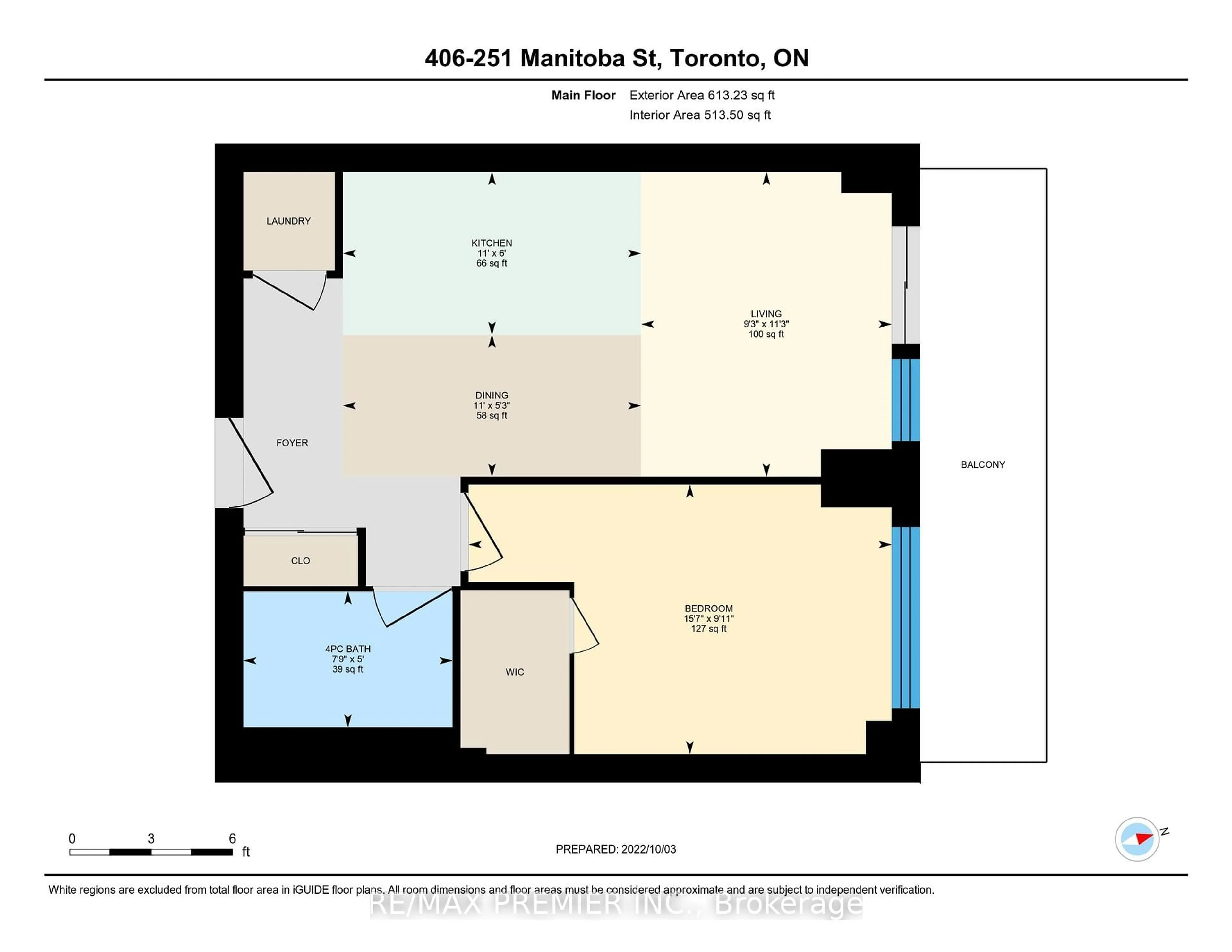 Floor plan for 251 Manitoba St #406, Toronto Ontario M8Y 0C7