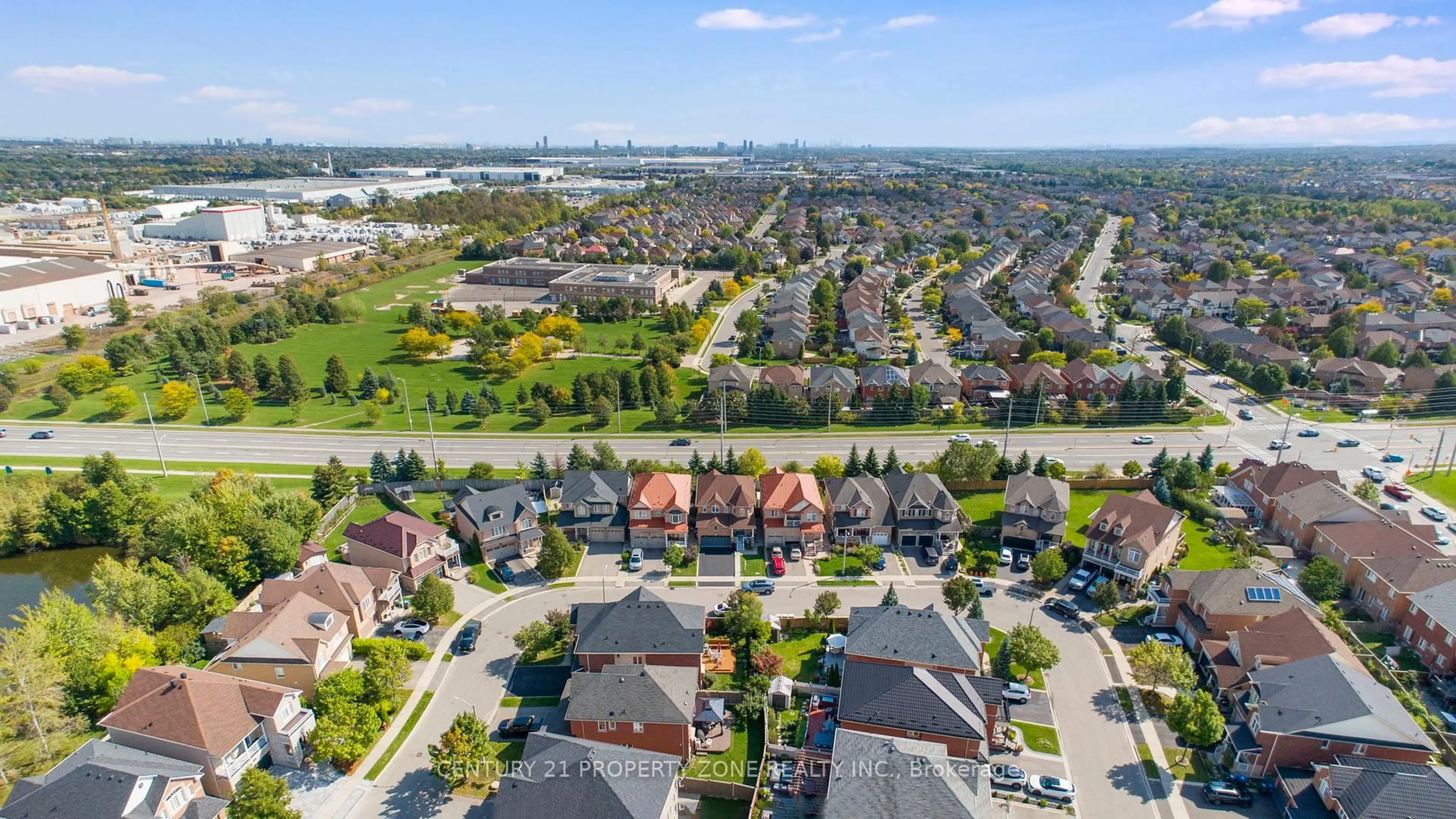 A pic from outside/outdoor area/front of a property/back of a property/a pic from drone, city buildings view from balcony for 42 Spotted Owl Cres, Brampton Ontario L7A 0H9