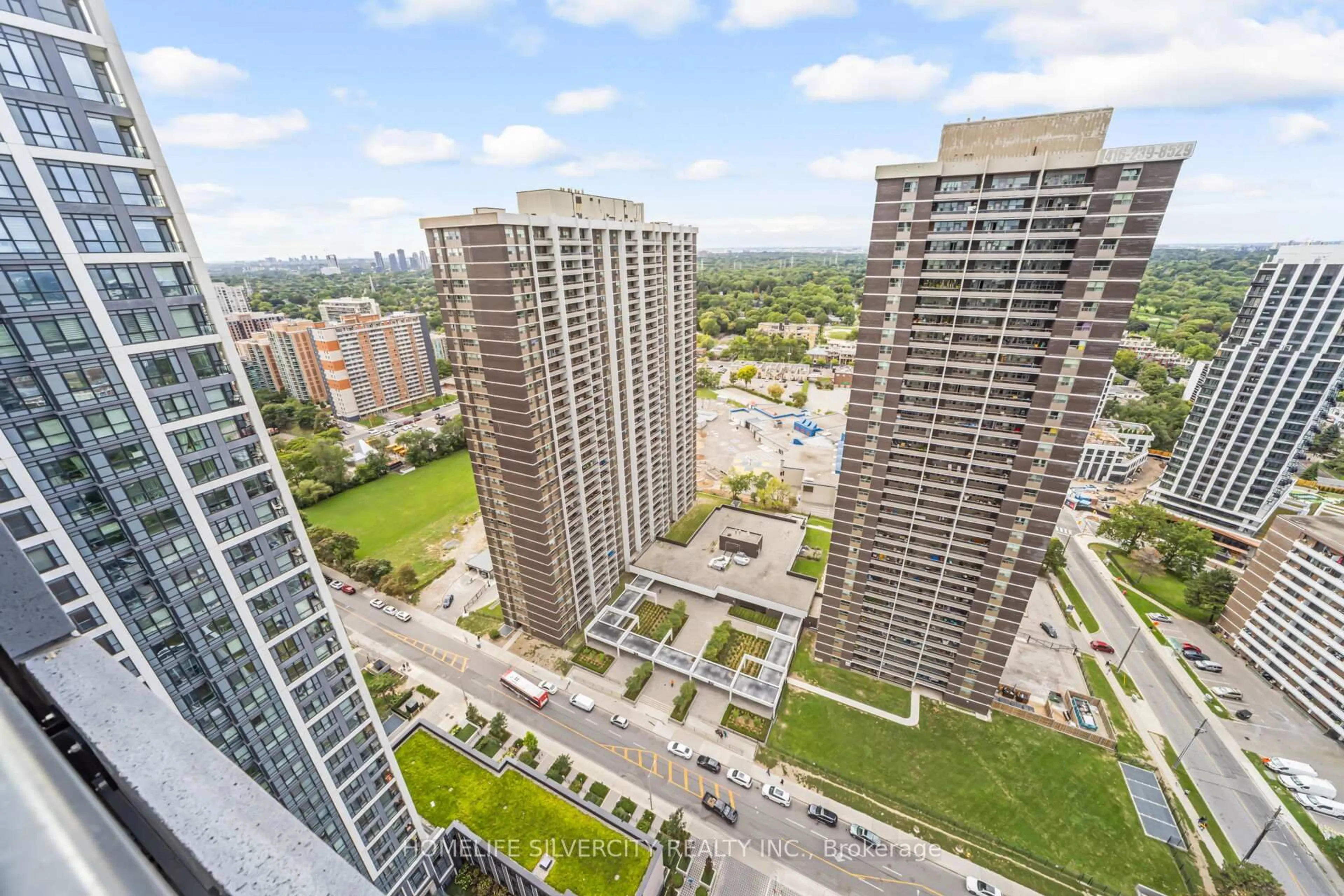 A pic from outside/outdoor area/front of a property/back of a property/a pic from drone, city buildings view from balcony for 7 Mabelle Ave #3104, Toronto Ontario M9A 0C9