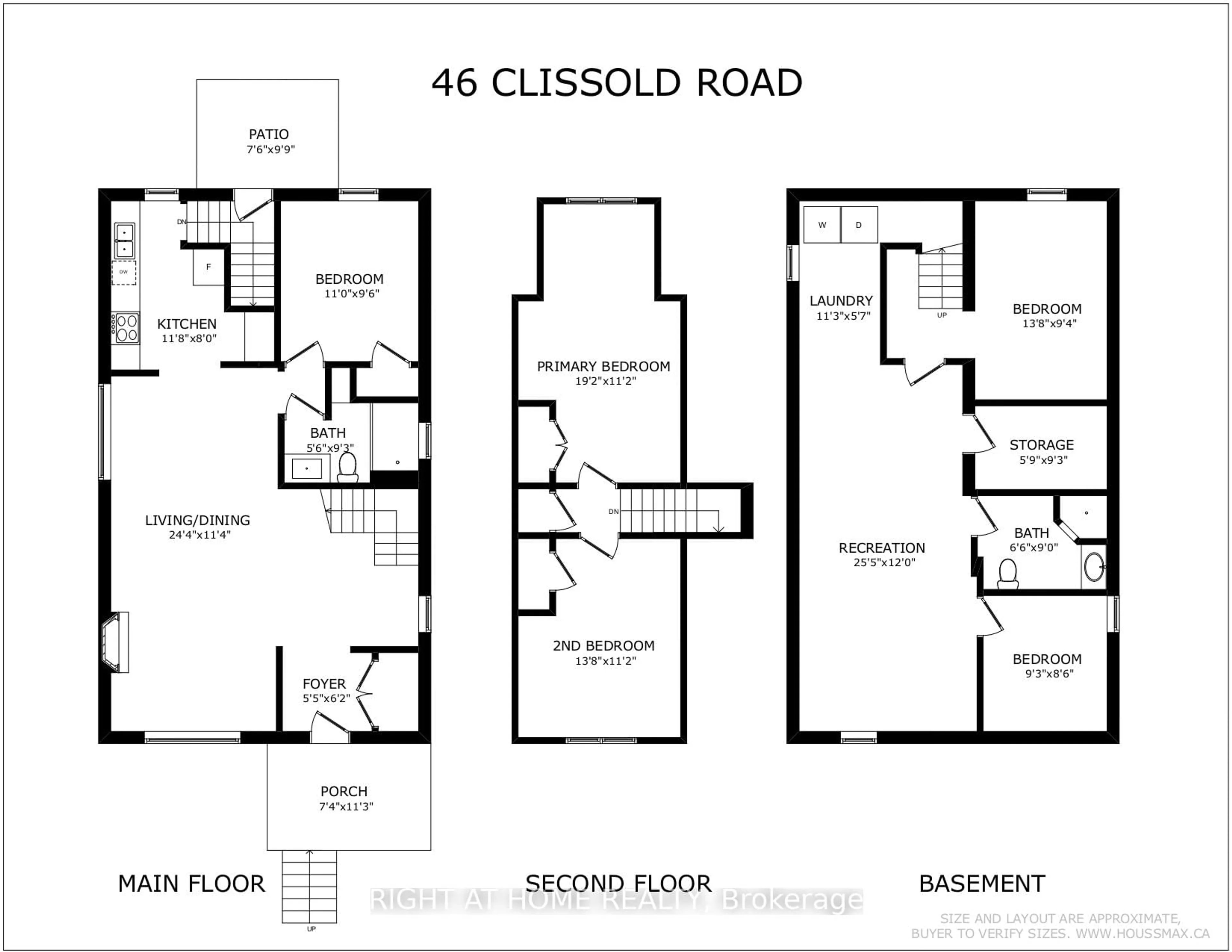 Floor plan for 46 Clissold Rd, Toronto Ontario M8Z 4T5