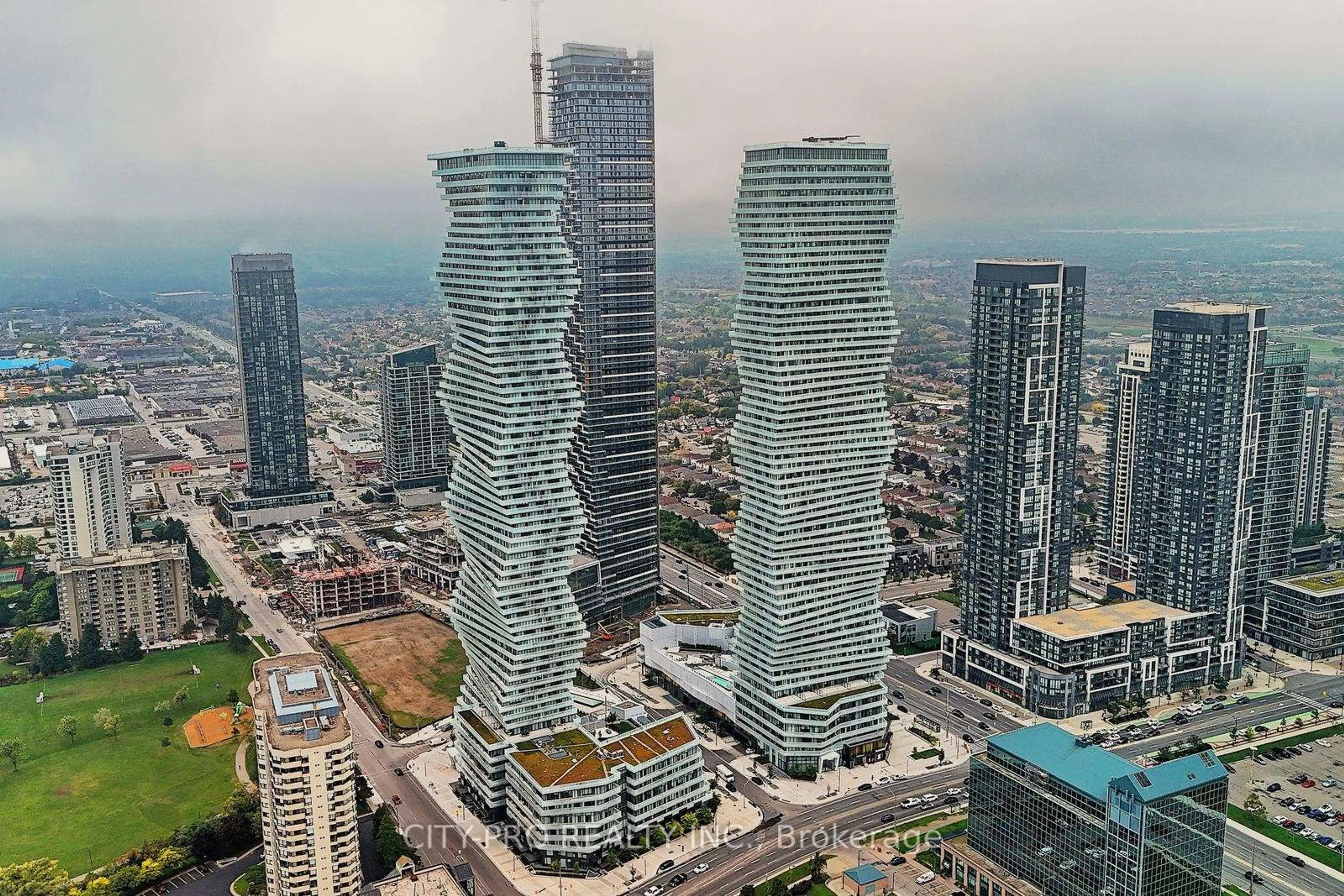 A pic from outside/outdoor area/front of a property/back of a property/a pic from drone, city buildings view from balcony for 3900 Confederation Pkwy #410, Mississauga Ontario L5B 0M3