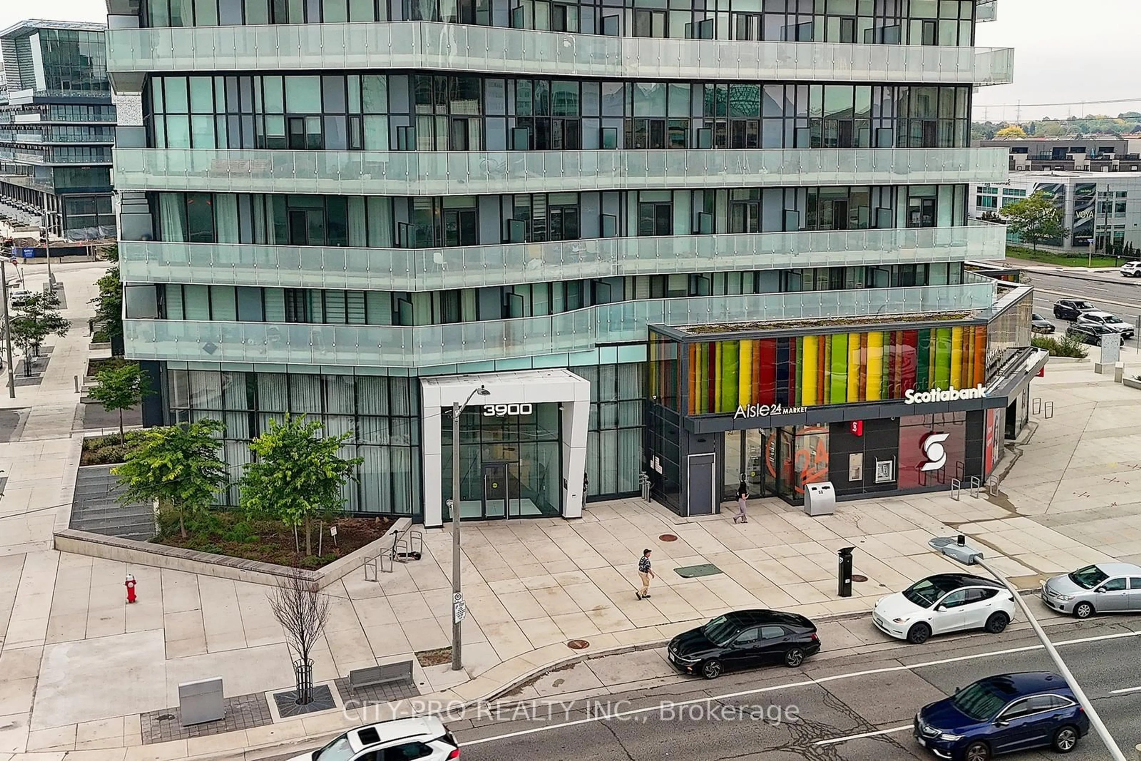 A pic from outside/outdoor area/front of a property/back of a property/a pic from drone, city buildings view from balcony for 3900 Confederation Pkwy #410, Mississauga Ontario L5B 0M3