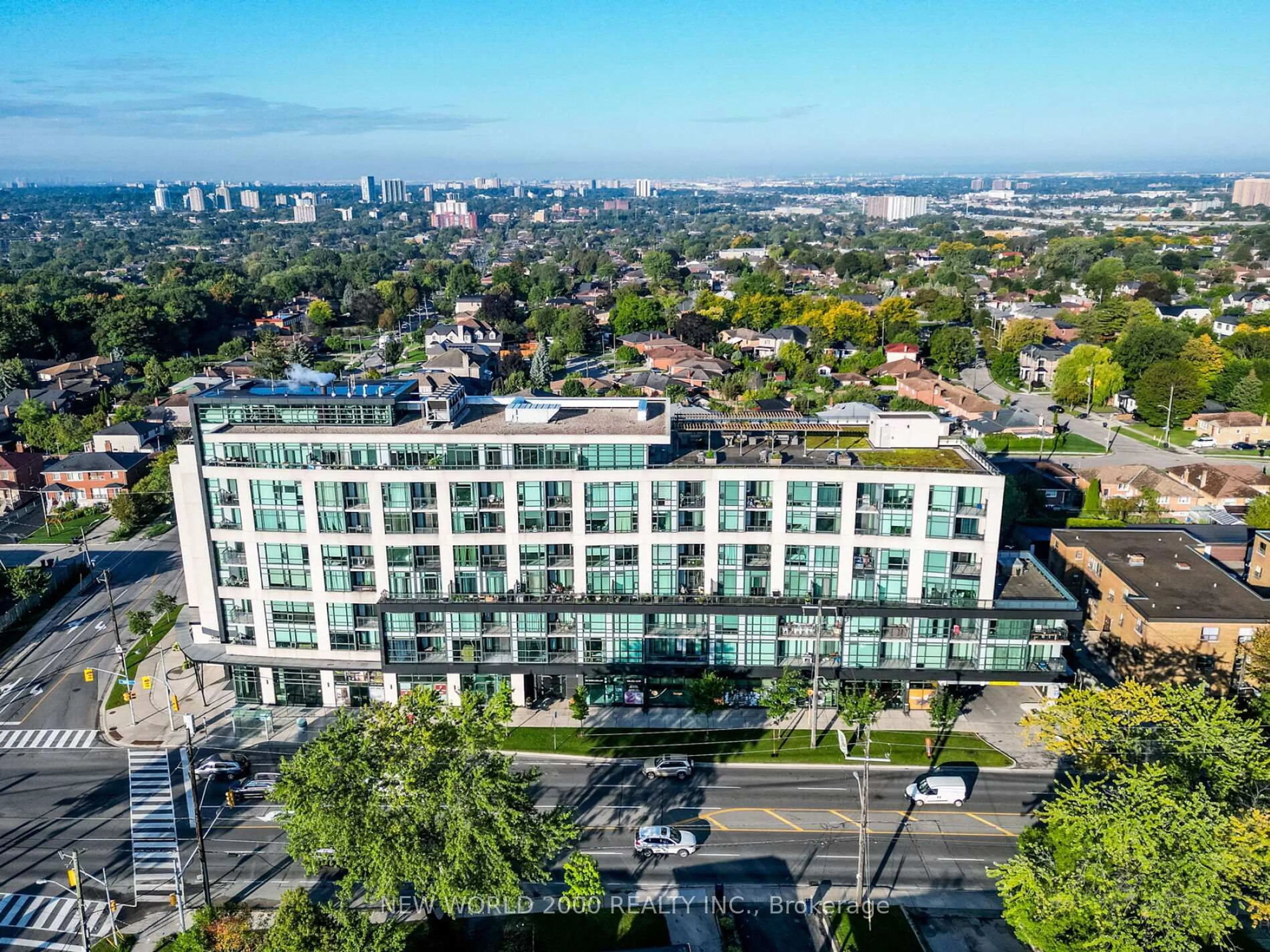 A pic from outside/outdoor area/front of a property/back of a property/a pic from drone, city buildings view from balcony for 2522 Keele St #216, Toronto Ontario M6L 0A2