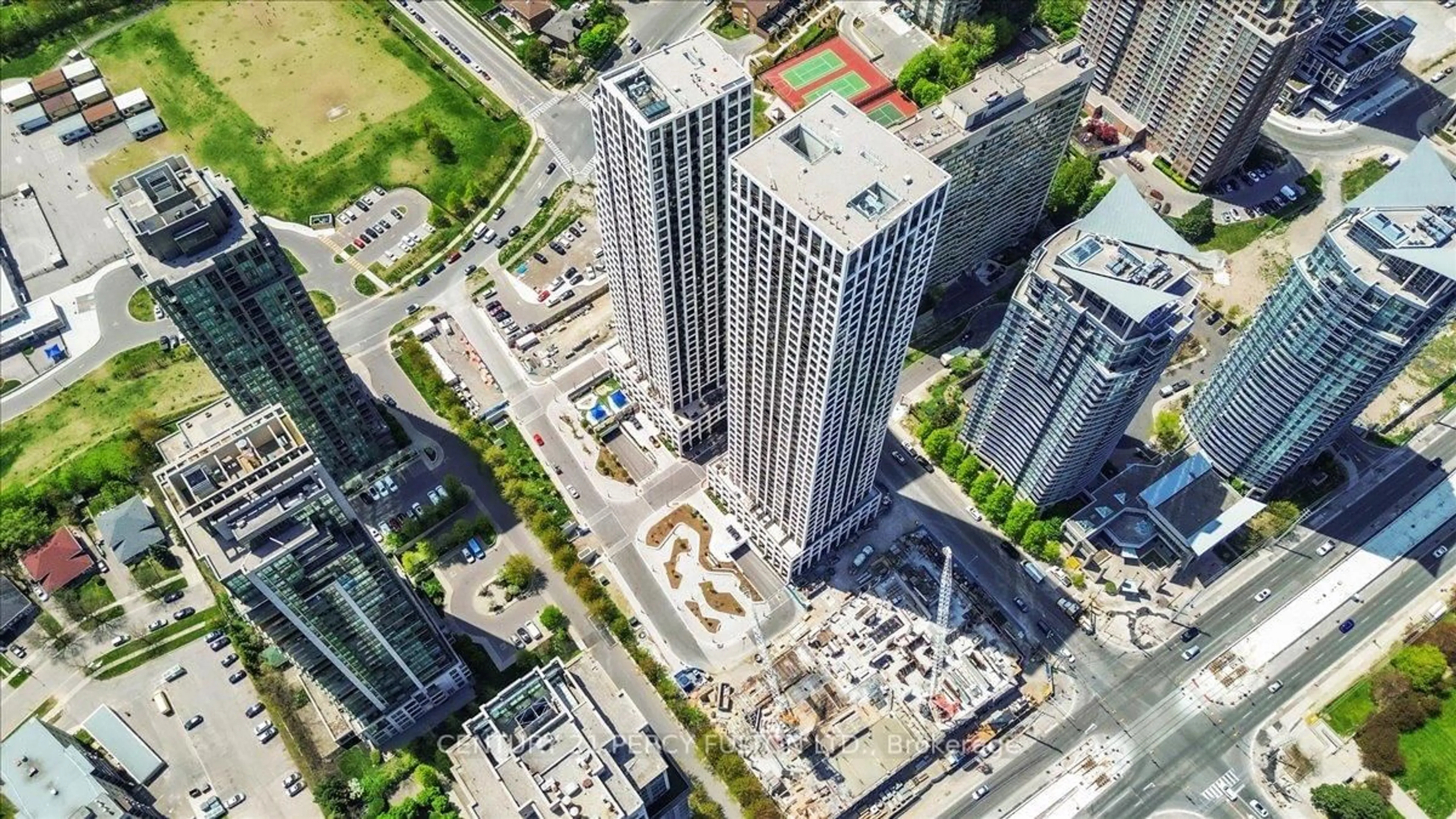 A pic from outside/outdoor area/front of a property/back of a property/a pic from drone, city buildings view from balcony for 30 Elm Dr #2509, Mississauga Ontario L5B 0N6