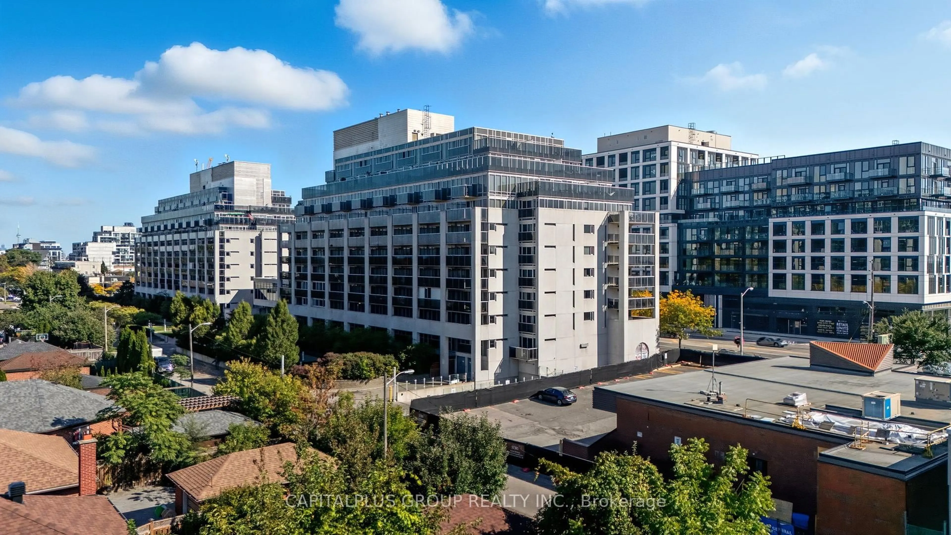 A pic from outside/outdoor area/front of a property/back of a property/a pic from drone, city buildings view from balcony for 1050 The Queens Way #416, Toronto Ontario M8Z 0A8