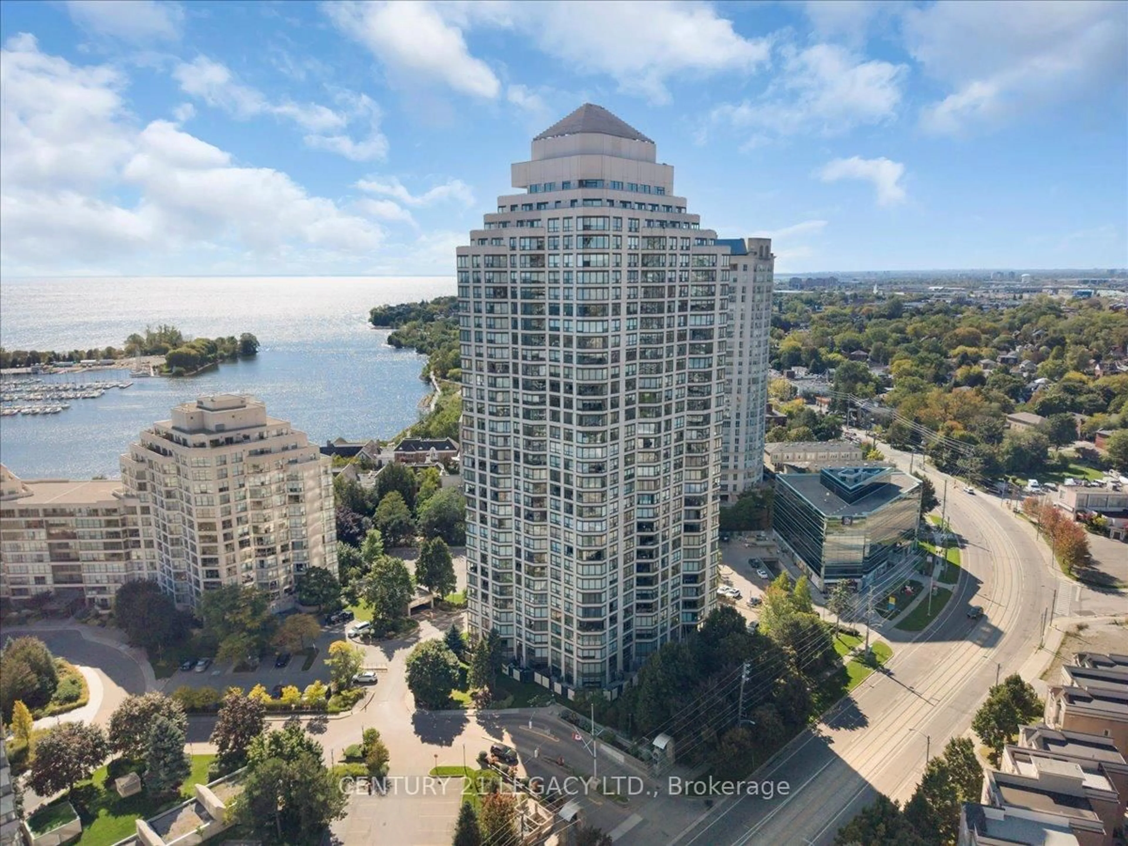 A pic from outside/outdoor area/front of a property/back of a property/a pic from drone, water/lake/river/ocean view for 2269 Lake Shore Blvd #1207, Toronto Ontario M8V 3X6