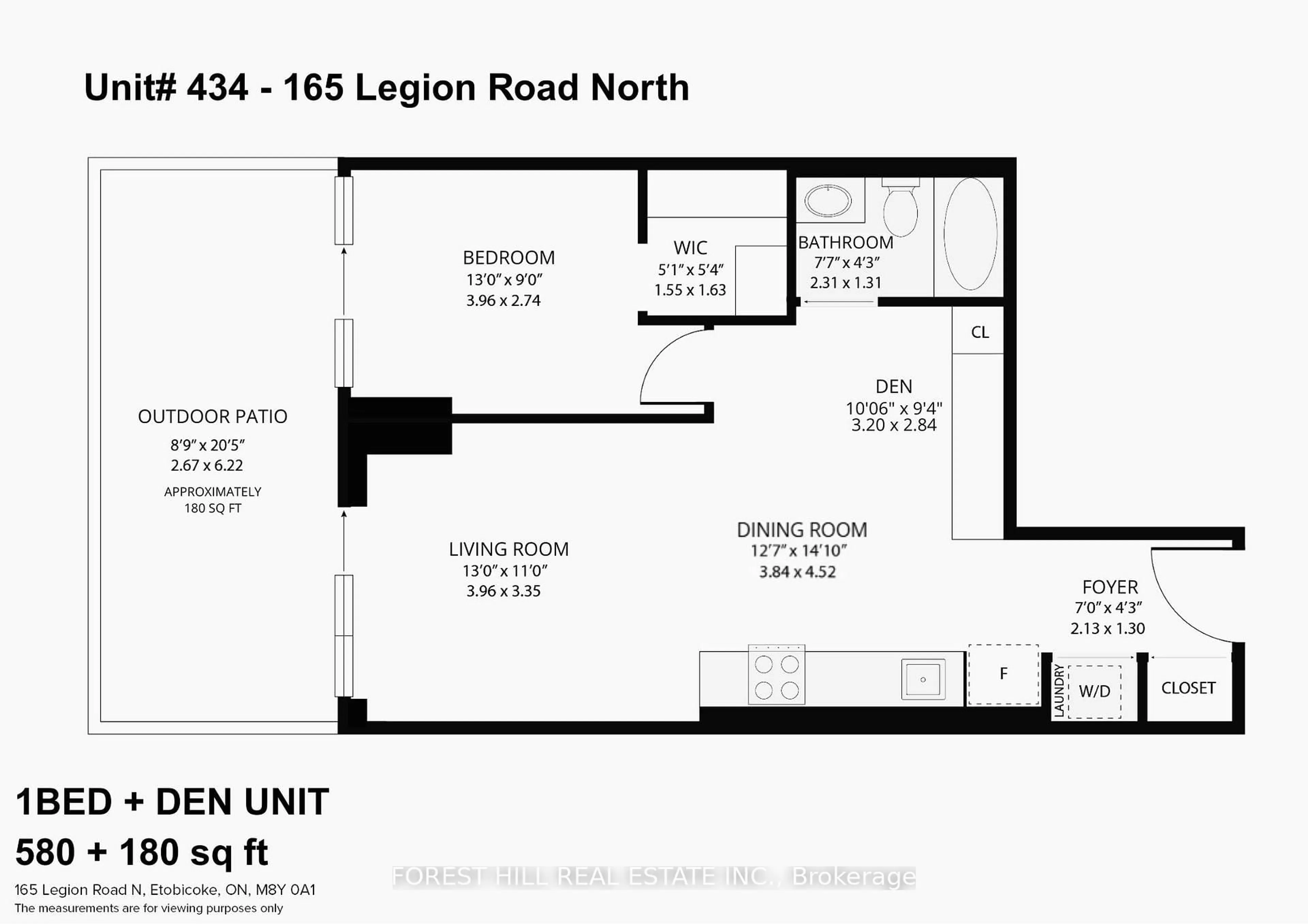 Floor plan for 165 Legion Rd #434, Toronto Ontario M8Y 0A1