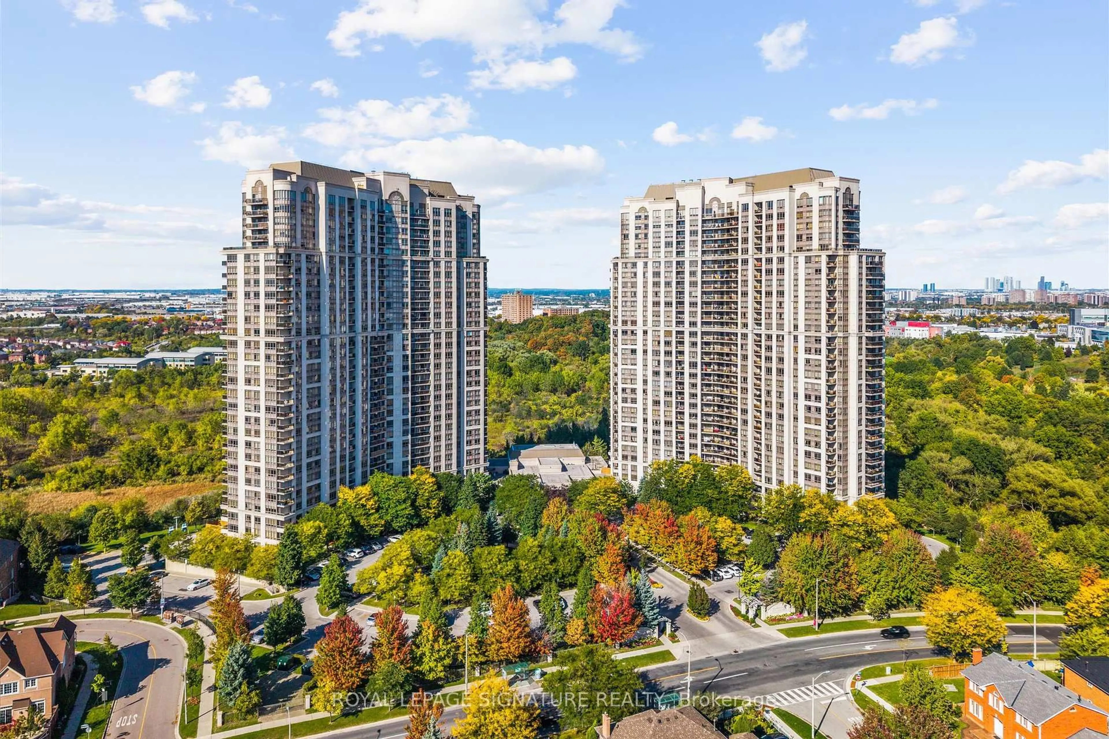 A pic from outside/outdoor area/front of a property/back of a property/a pic from drone, city buildings view from balcony for 710 Humberwood Blvd #2407, Toronto Ontario M9W 7J5
