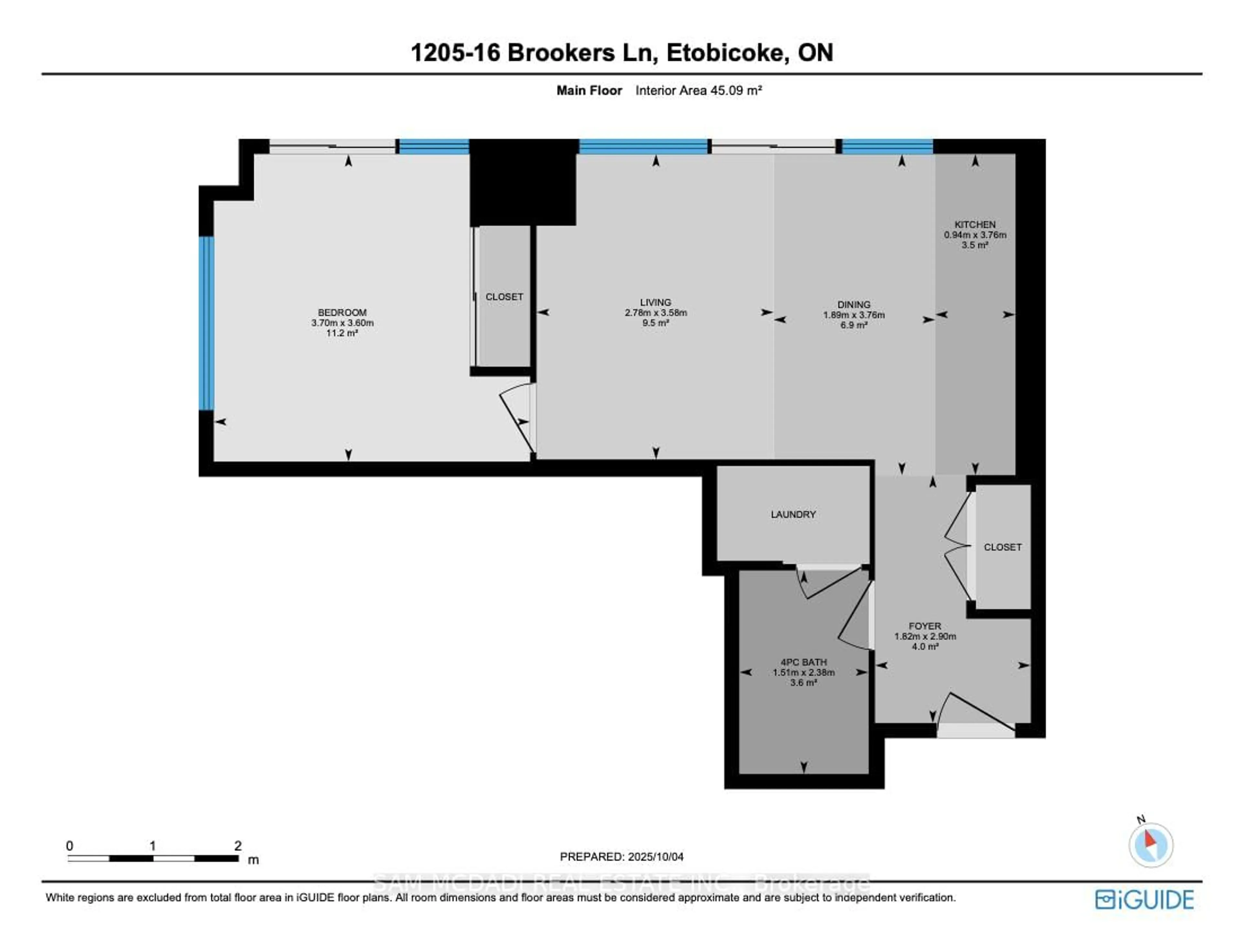 Floor plan for 16 Brookers Lane #1205, Toronto Ontario M8V 0A5
