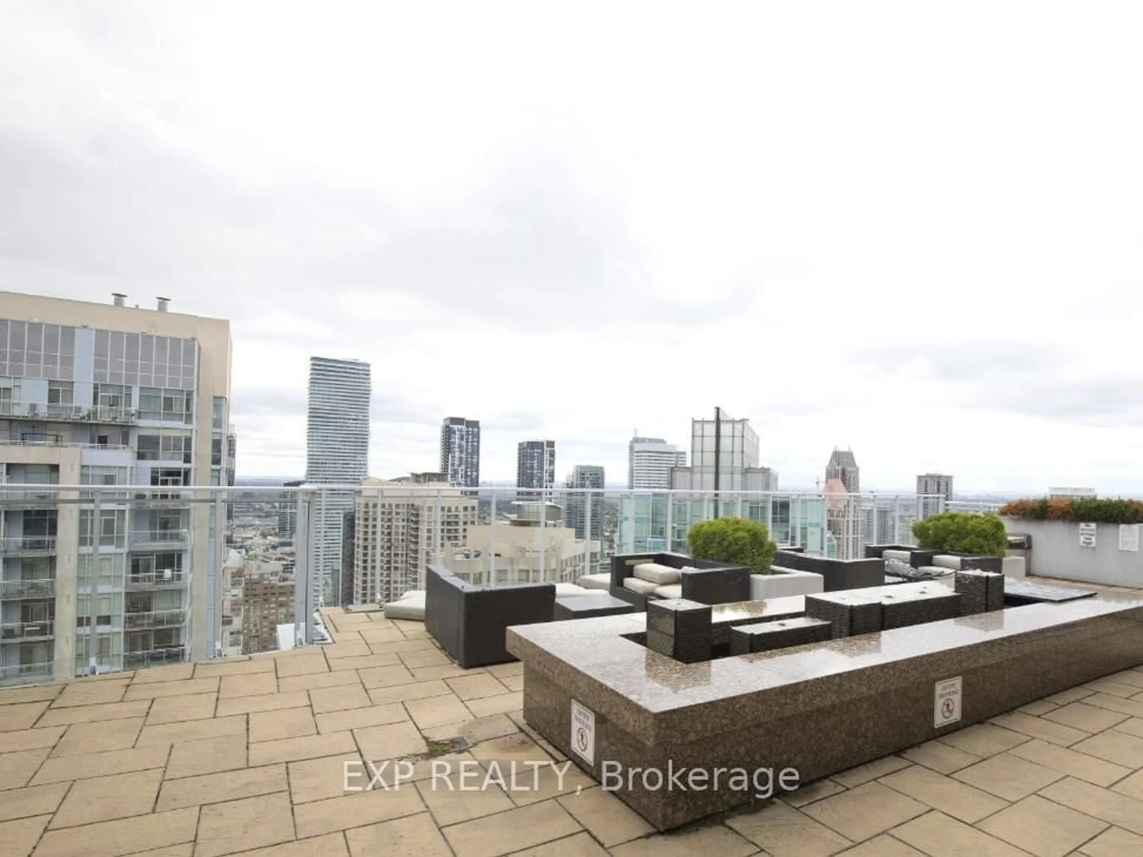 Patio, city buildings view from balcony for 223 Webb Dr #1712, Mississauga Ontario L5B 0E8