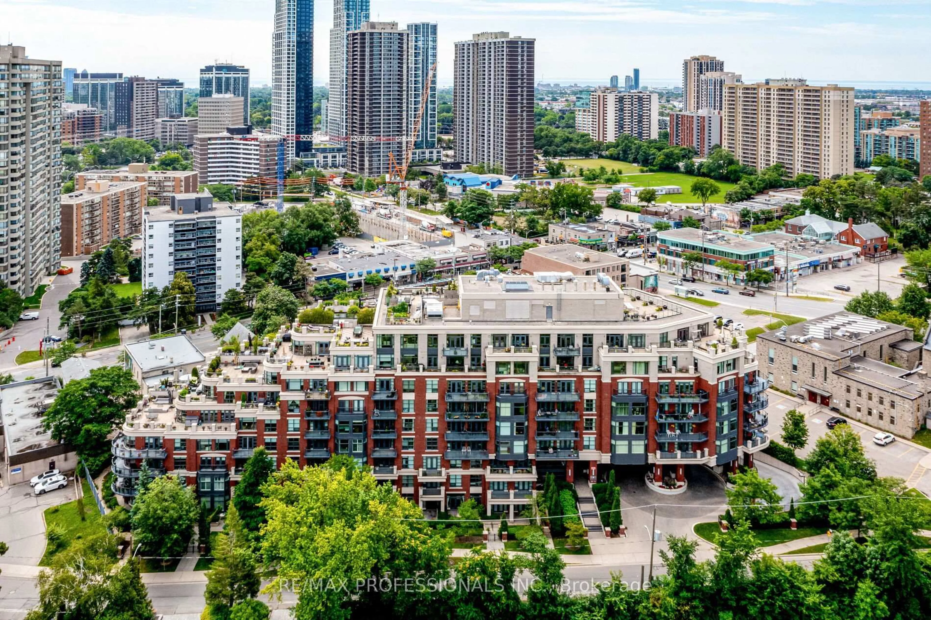 A pic from outside/outdoor area/front of a property/back of a property/a pic from drone, city buildings view from balcony for 9 Burnhamthorpe Cres #311, Toronto Ontario M9A 1G4