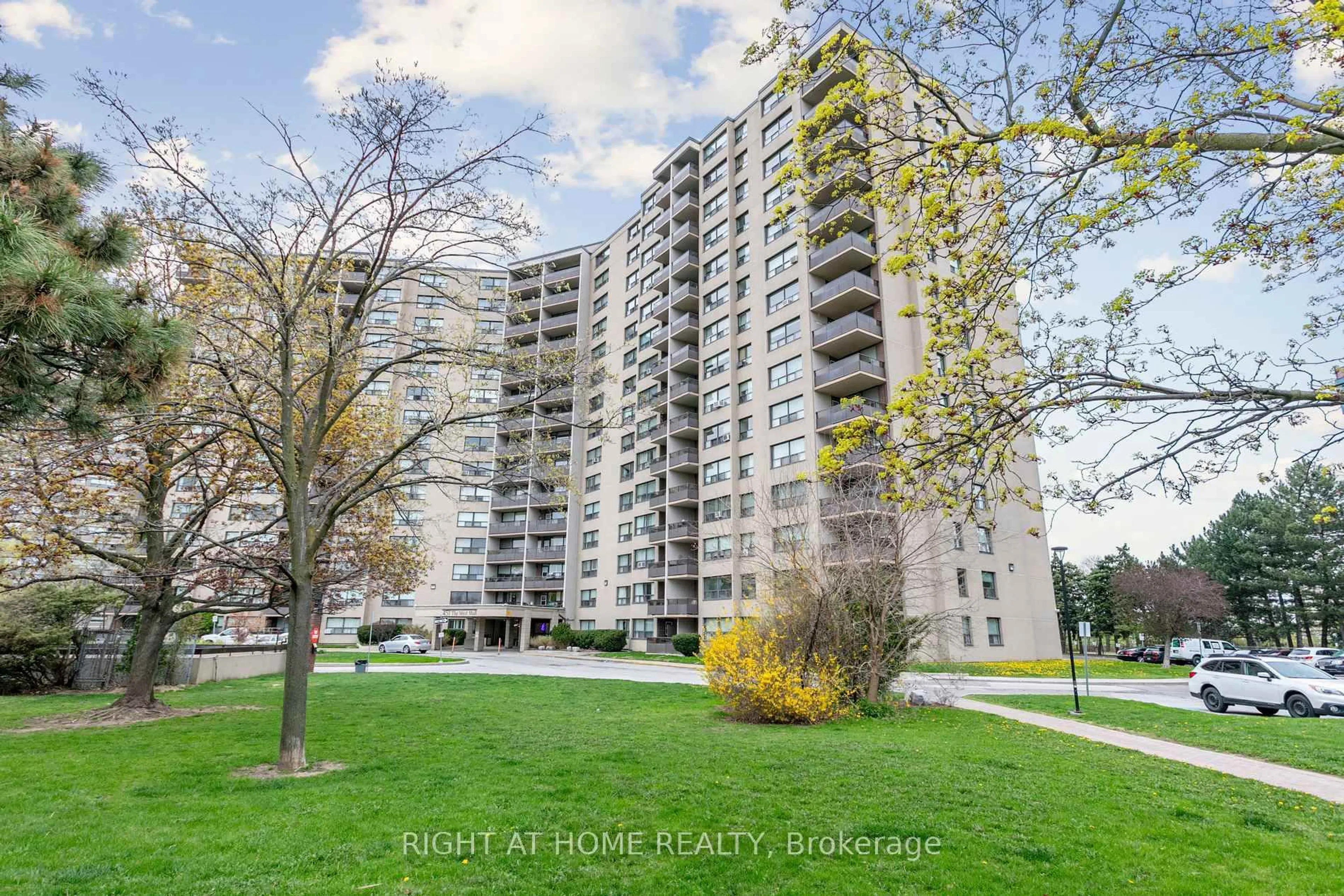 A pic from outside/outdoor area/front of a property/back of a property/a pic from drone, street for 451 The West Mall #1616, Toronto Ontario M9C 1G1