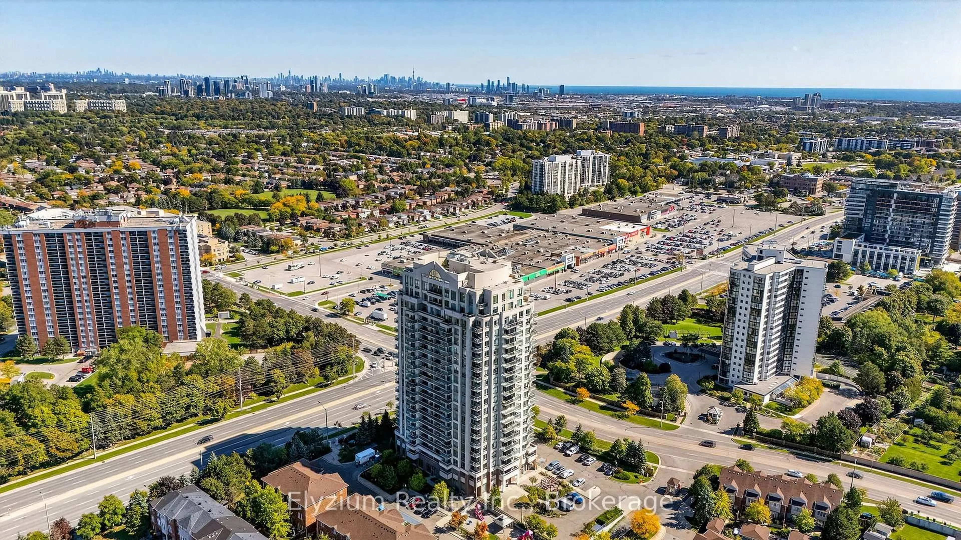 A pic from outside/outdoor area/front of a property/back of a property/a pic from drone, city buildings view from balcony for 1359 Rathburn Rd #1504, Mississauga Ontario L4W 5P7