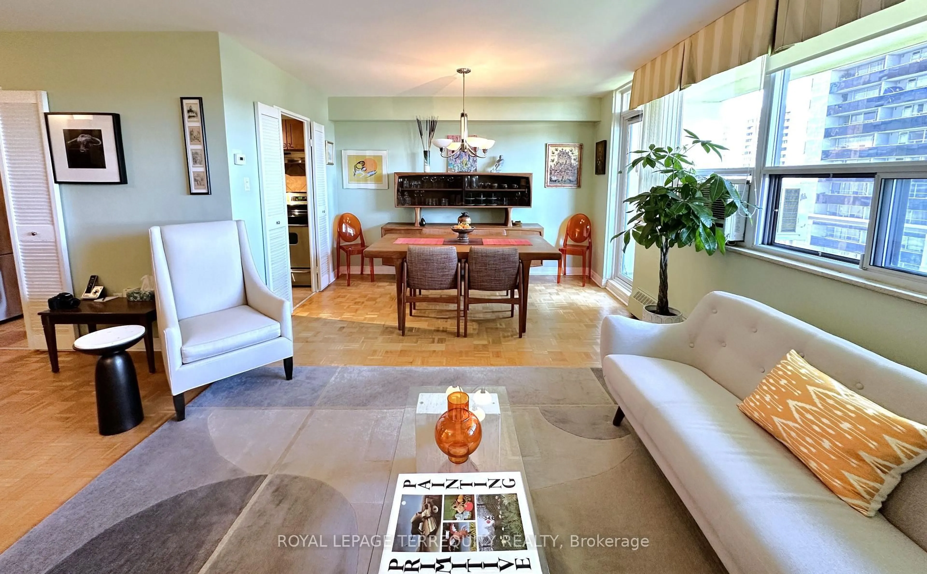 Living room with furniture, ceramic/tile floor for 360 Ridelle Ave #817, Toronto Ontario M6B 1K1