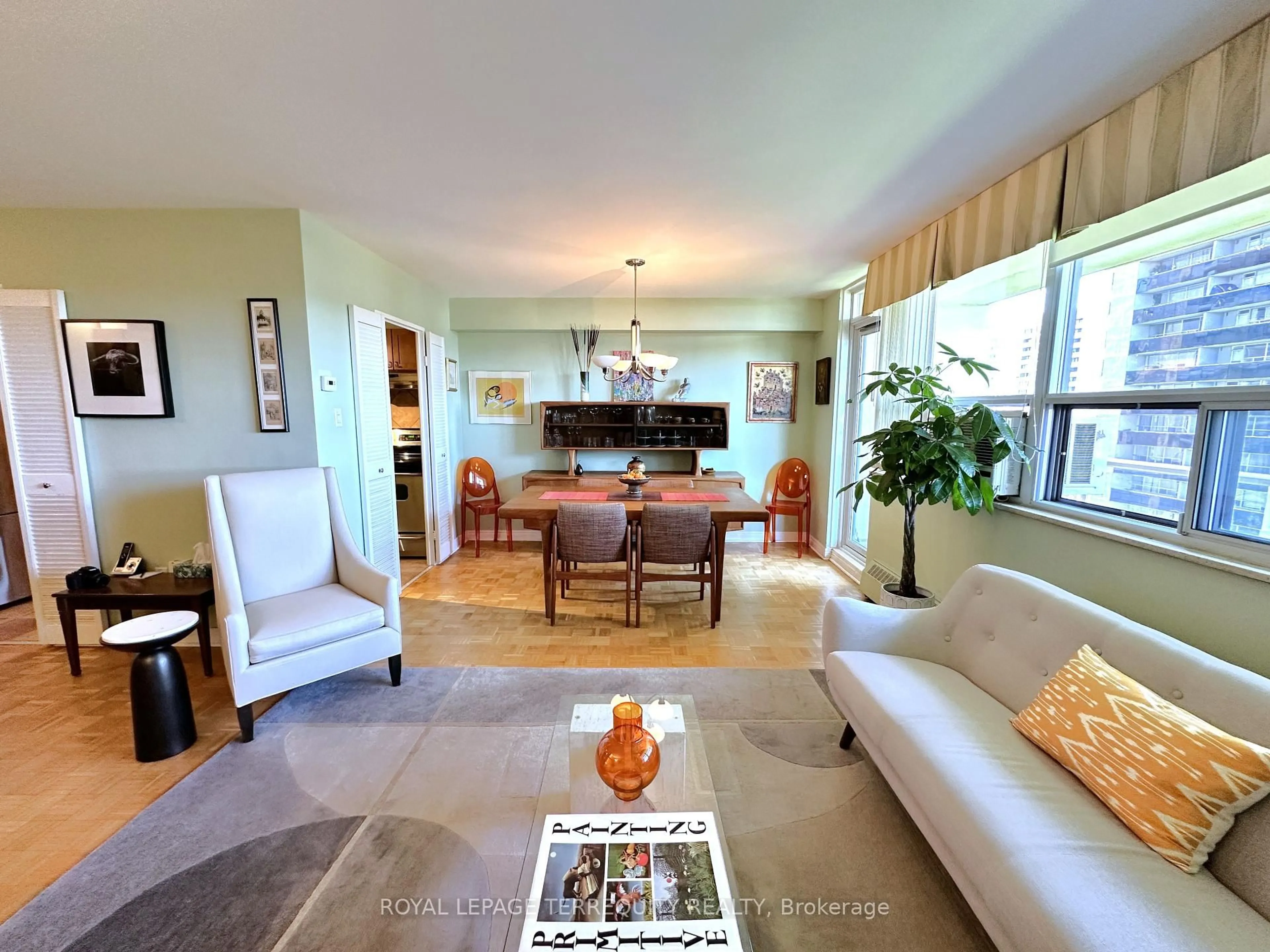 Living room with furniture, ceramic/tile floor for 360 Ridelle Ave #817, Toronto Ontario M6B 1K1