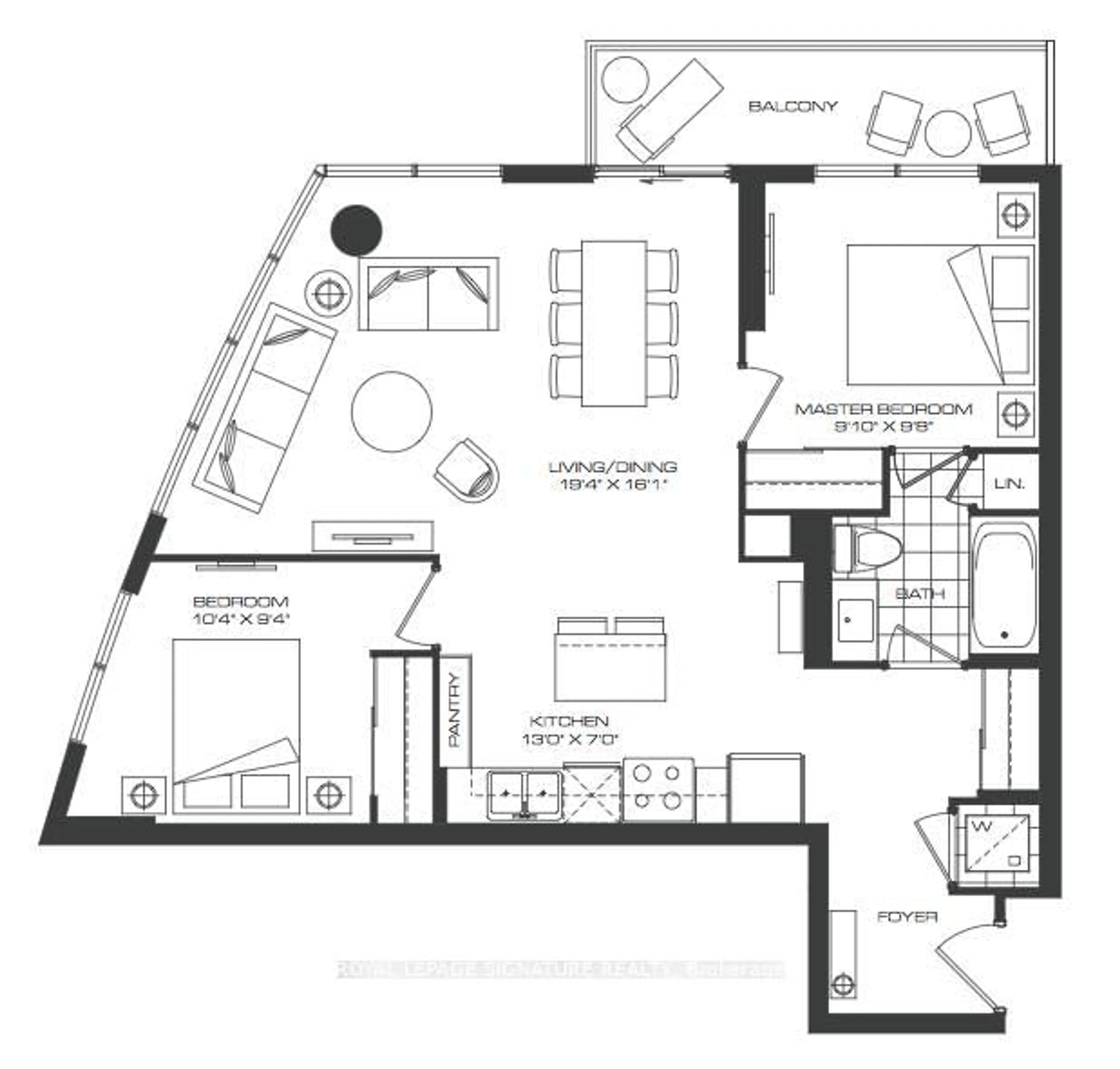 Floor plan for 1 Valhalla Inn Rd #1807, Toronto Ontario M9B 1S9