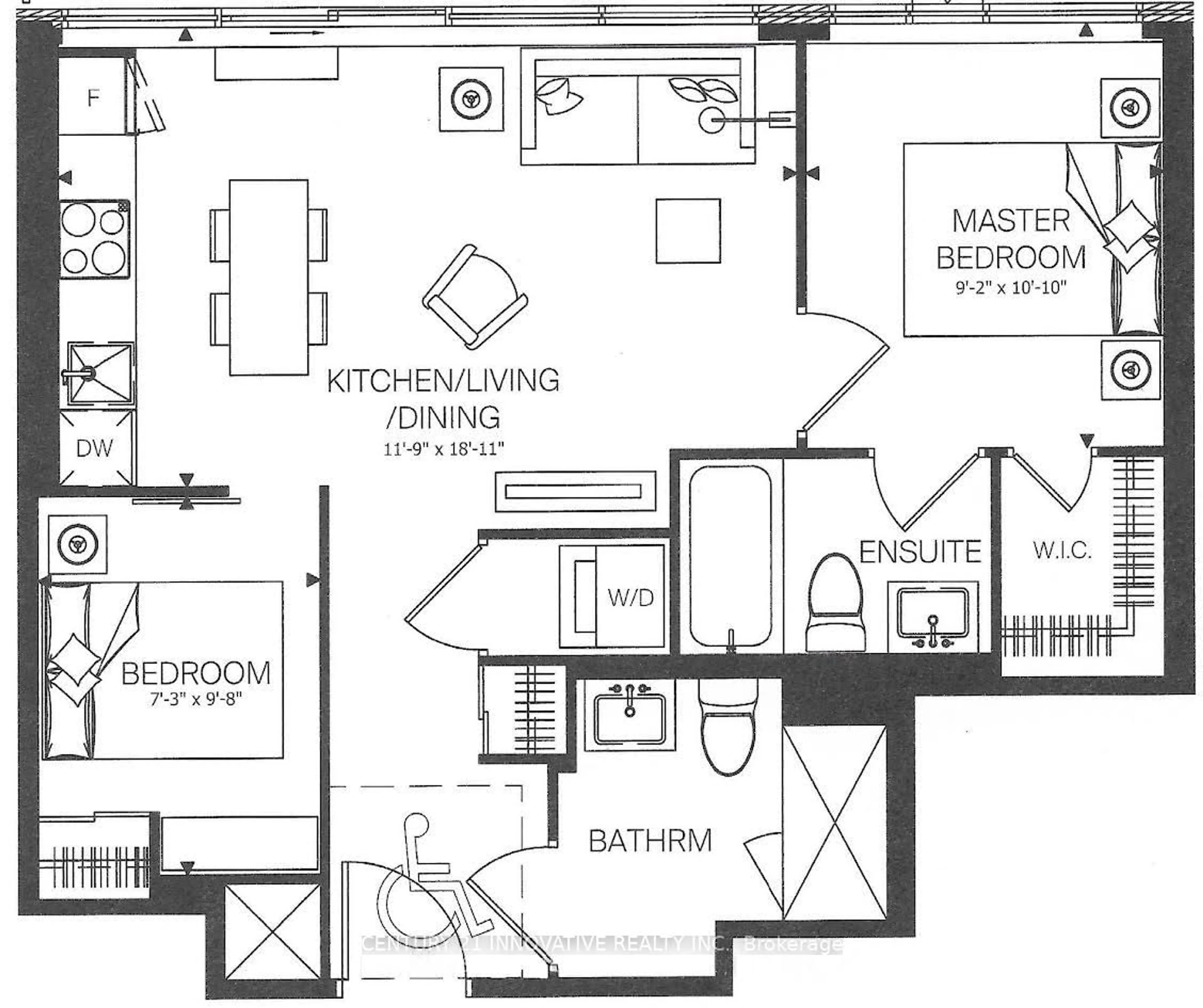 Floor plan for 225 Veterans Dr #1210, Brampton Ontario L7A 5L7