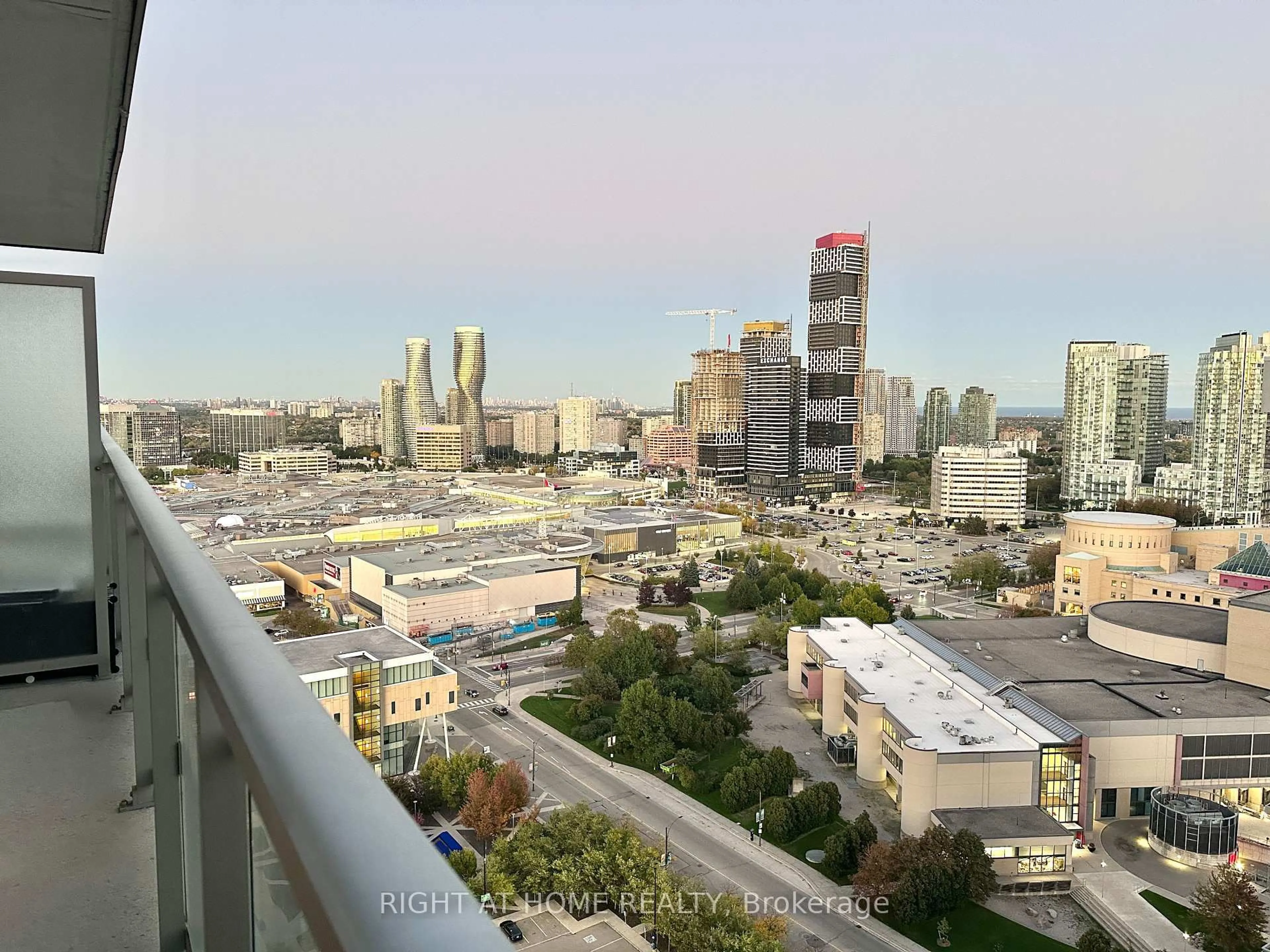 Balcony in the apartment, city buildings view from balcony for 360 Square One Dr #2303, Mississauga Ontario L5B 0E6