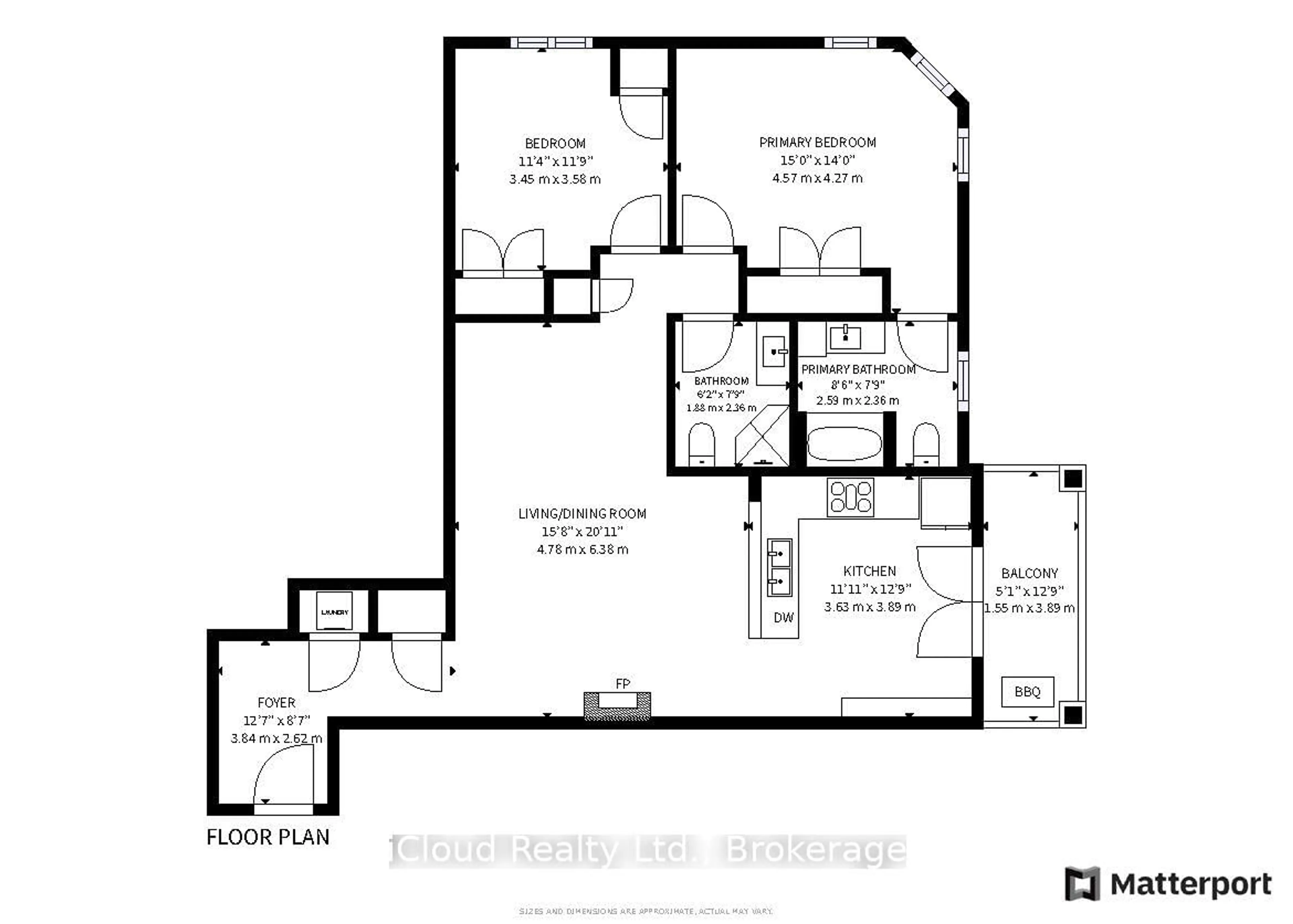 Floor plan for 1440 Main St #411, Milton Ontario L9T 8W3