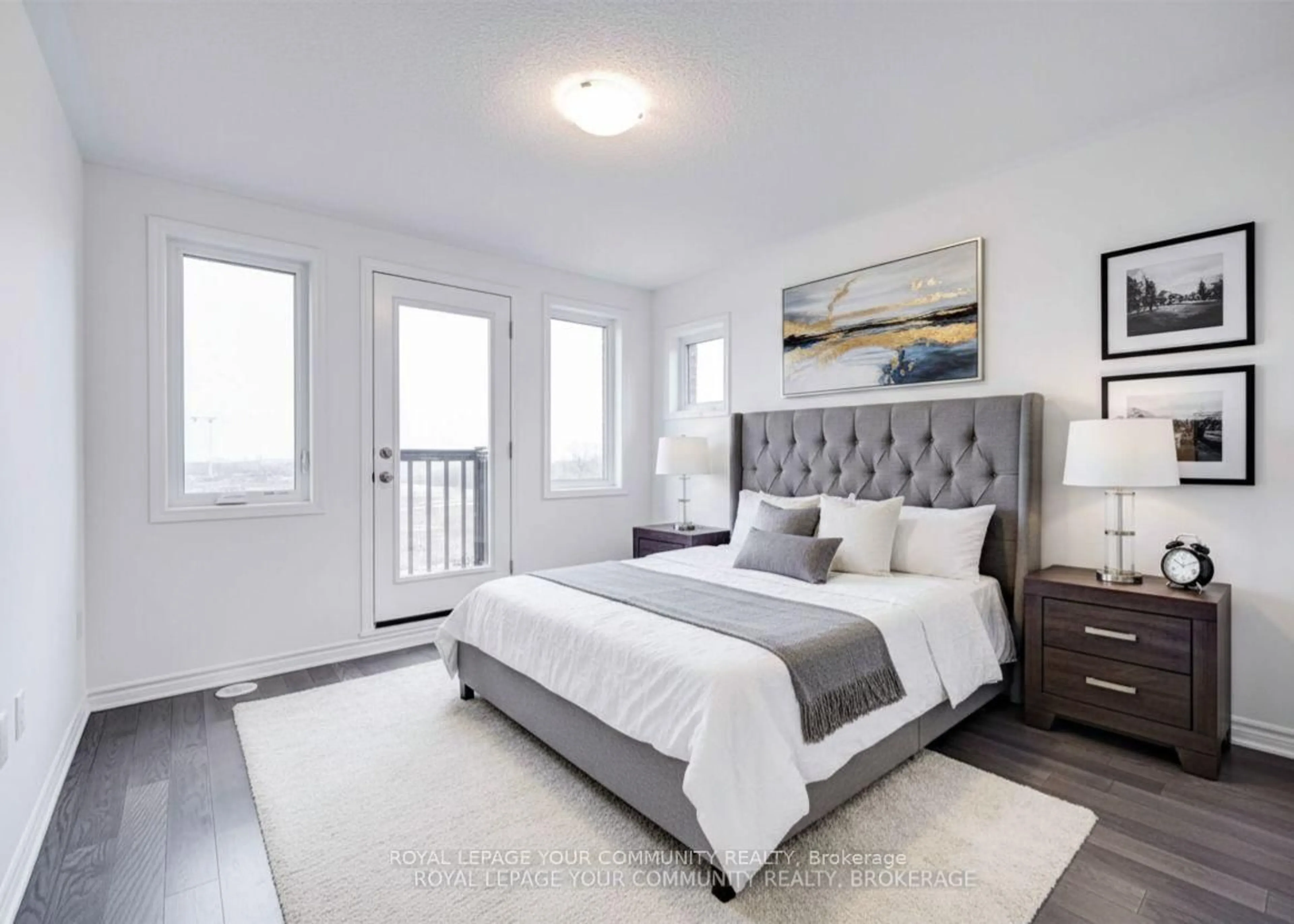 Bedroom with bed, wood/laminate floor for 3051 John Mckay Blvd #3051, Oakville Ontario L6H 3Z9