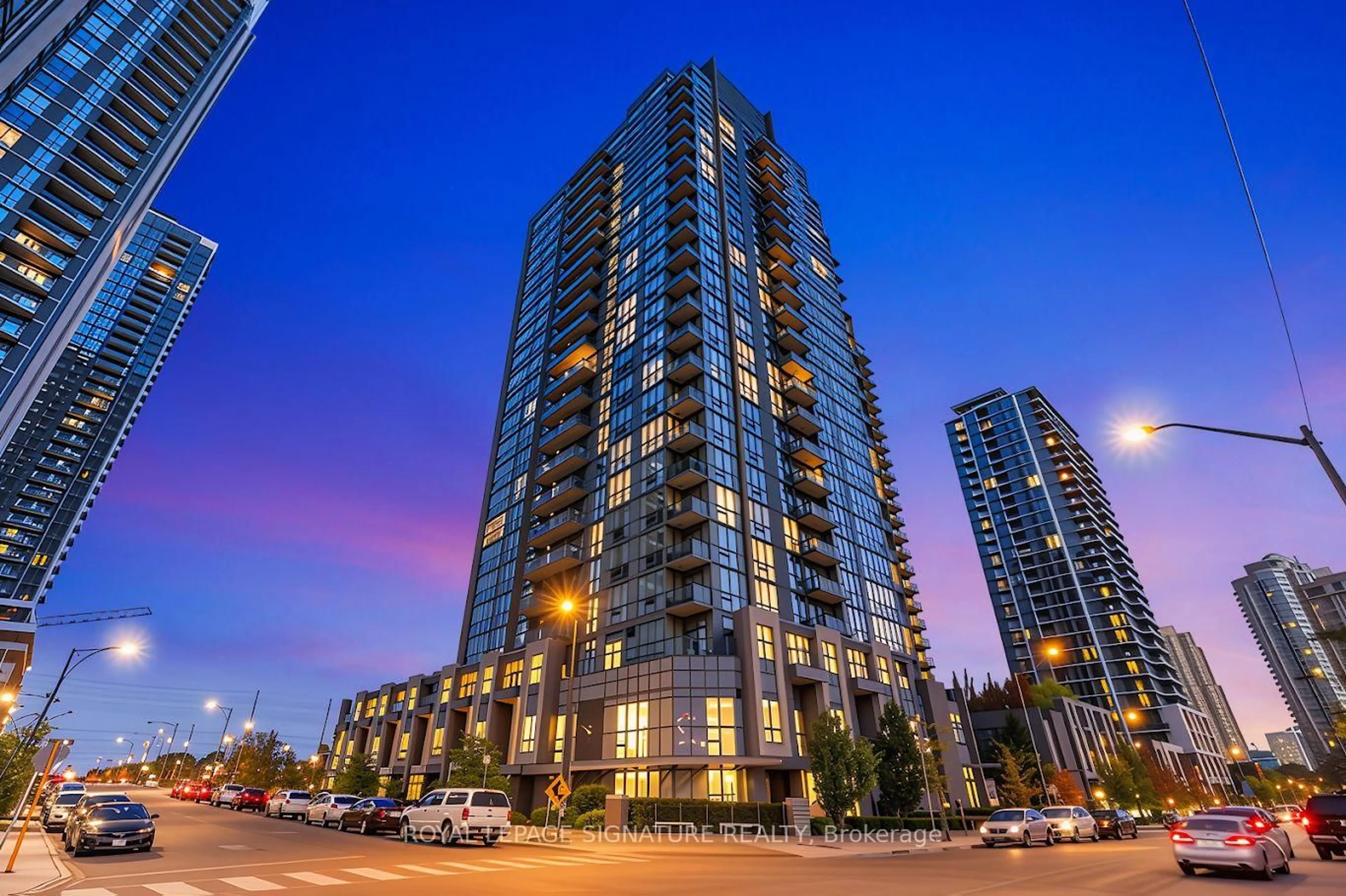 Patio, city buildings view from balcony for 5033 Four Springs Ave #1811, Mississauga Ontario L5R 0G6