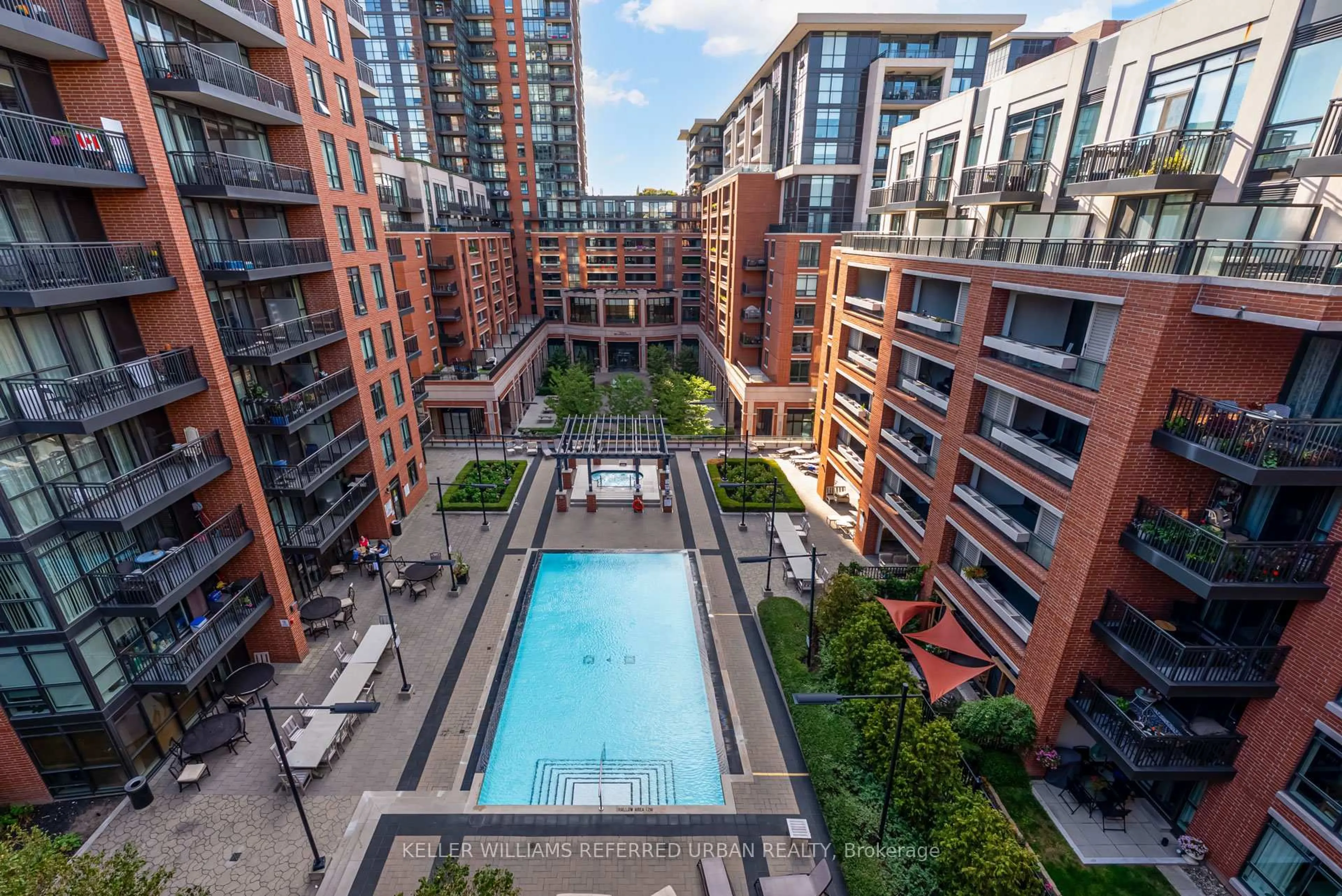 A pic from outside/outdoor area/front of a property/back of a property/a pic from drone, city buildings view from balcony for 36 Via Bagnato St #743, Toronto Ontario M6A 0B7