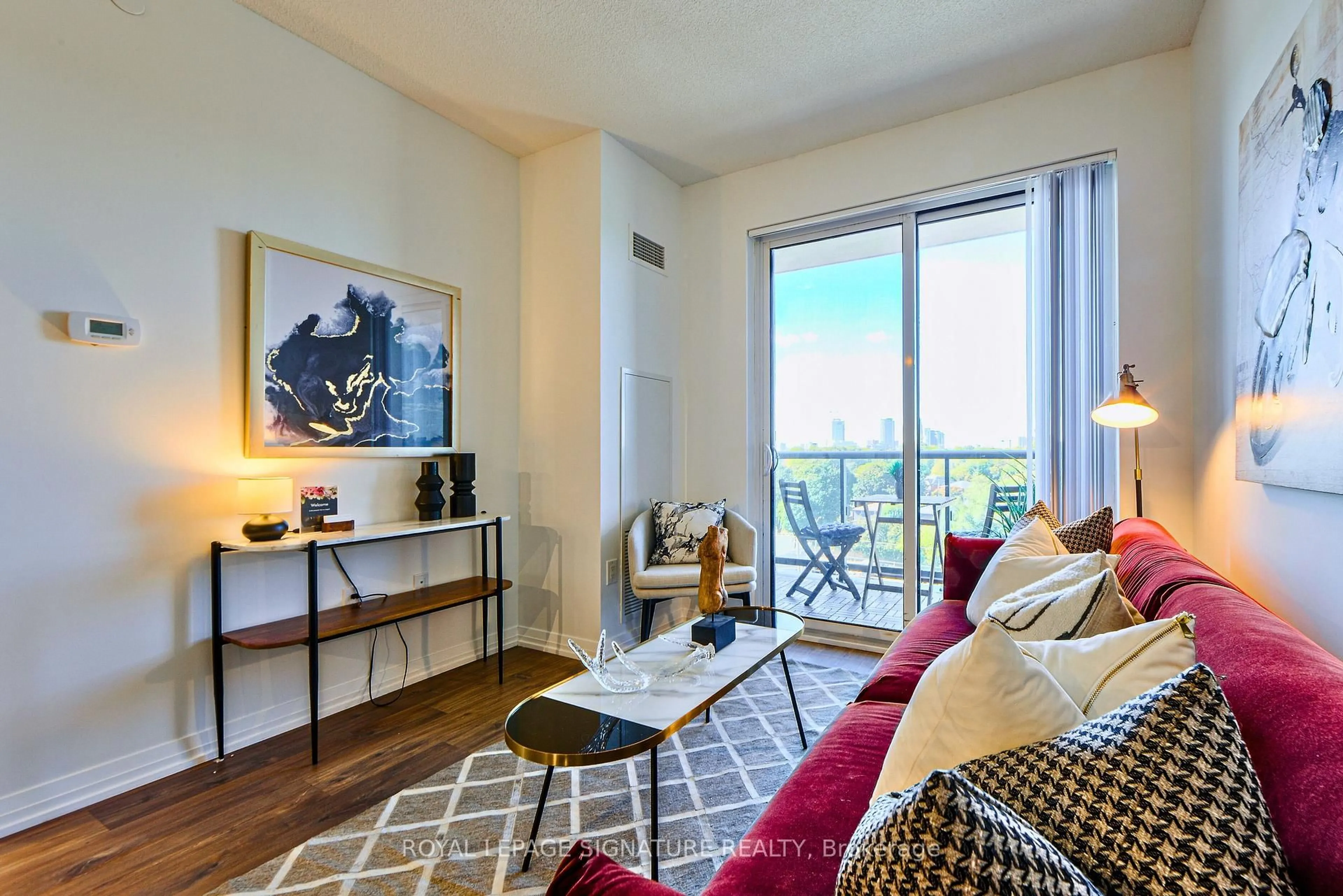Living room with furniture, unknown for 50 Thomas Riley Rd #714, Toronto Ontario M9B 0C5
