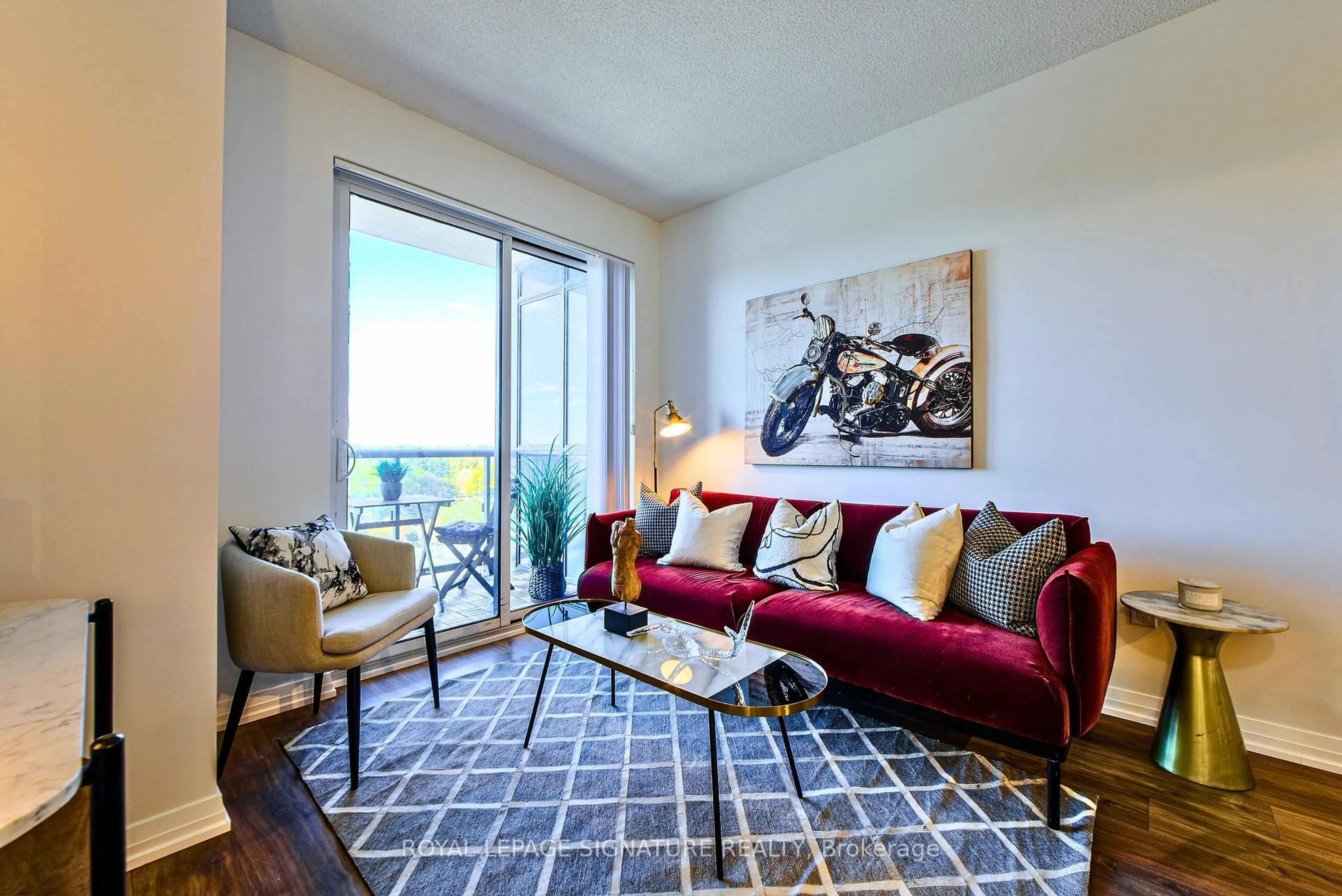Living room with furniture, unknown for 50 Thomas Riley Rd #714, Toronto Ontario M9B 0C5