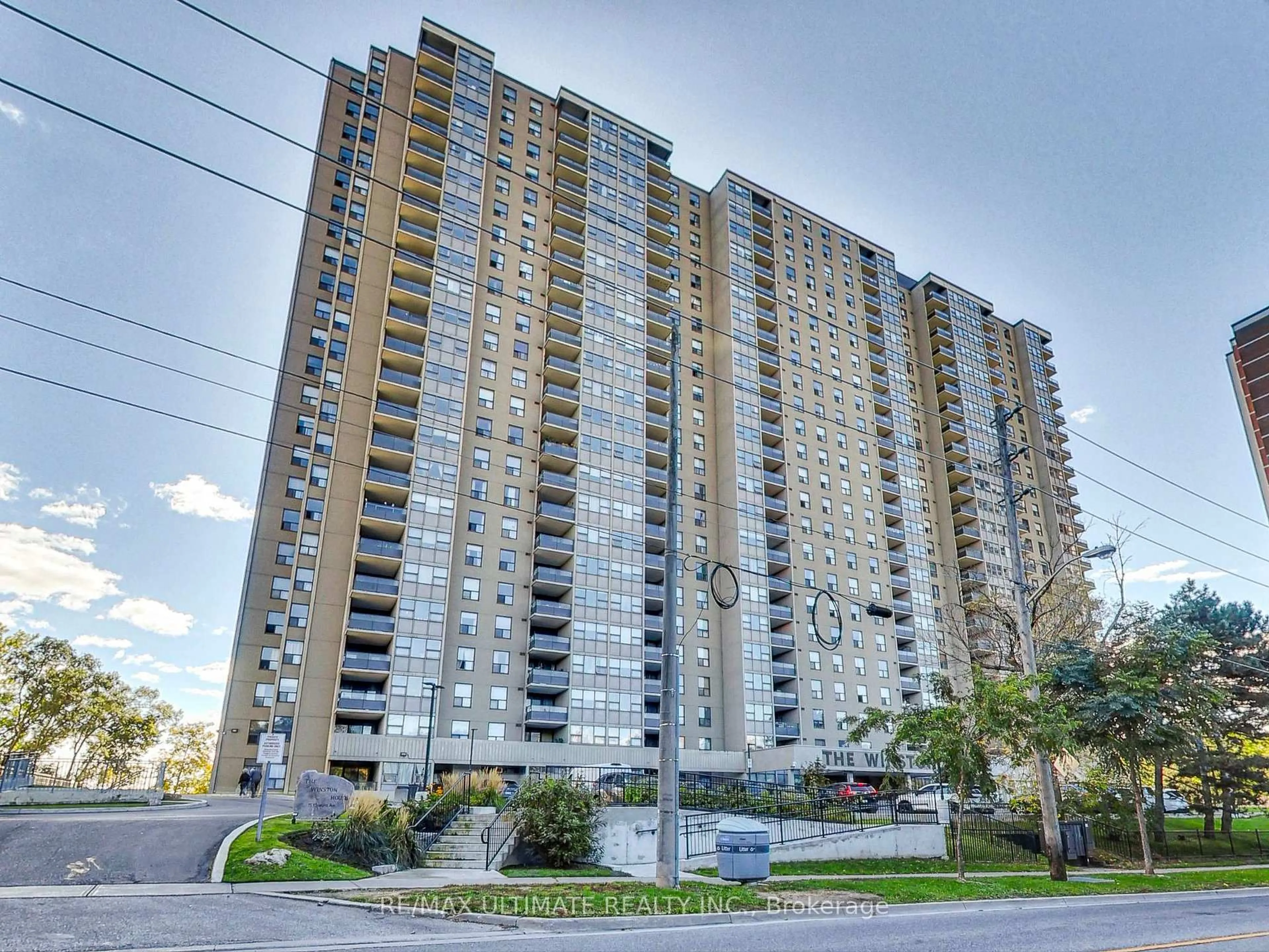 A pic from outside/outdoor area/front of a property/back of a property/a pic from drone, unknown for 75 Emmett Ave #406, Toronto Ontario M6M 5A7