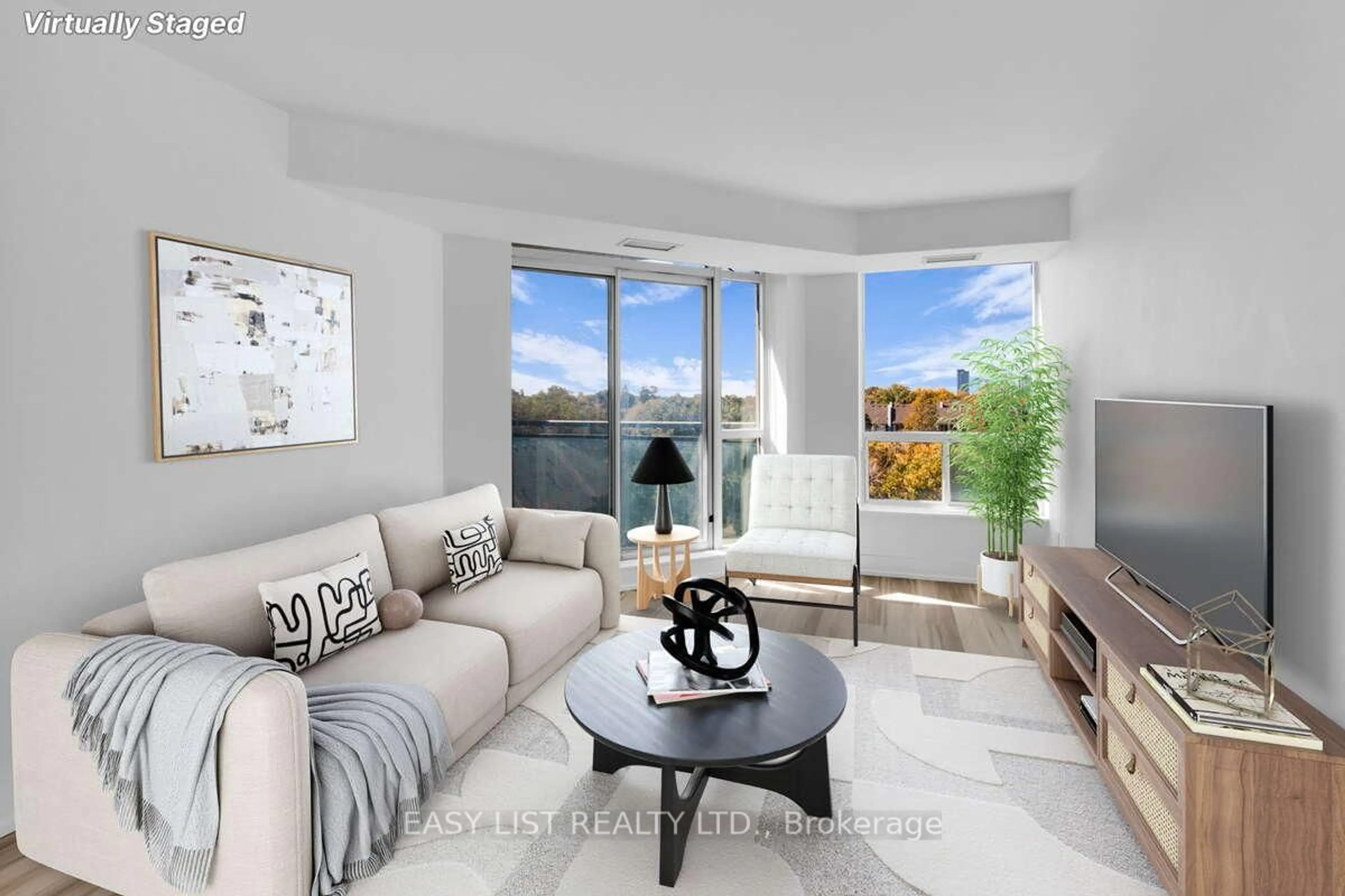 Living room with furniture, unknown for 190 Manitoba St #710, Toronto Ontario M8Y 3Y8