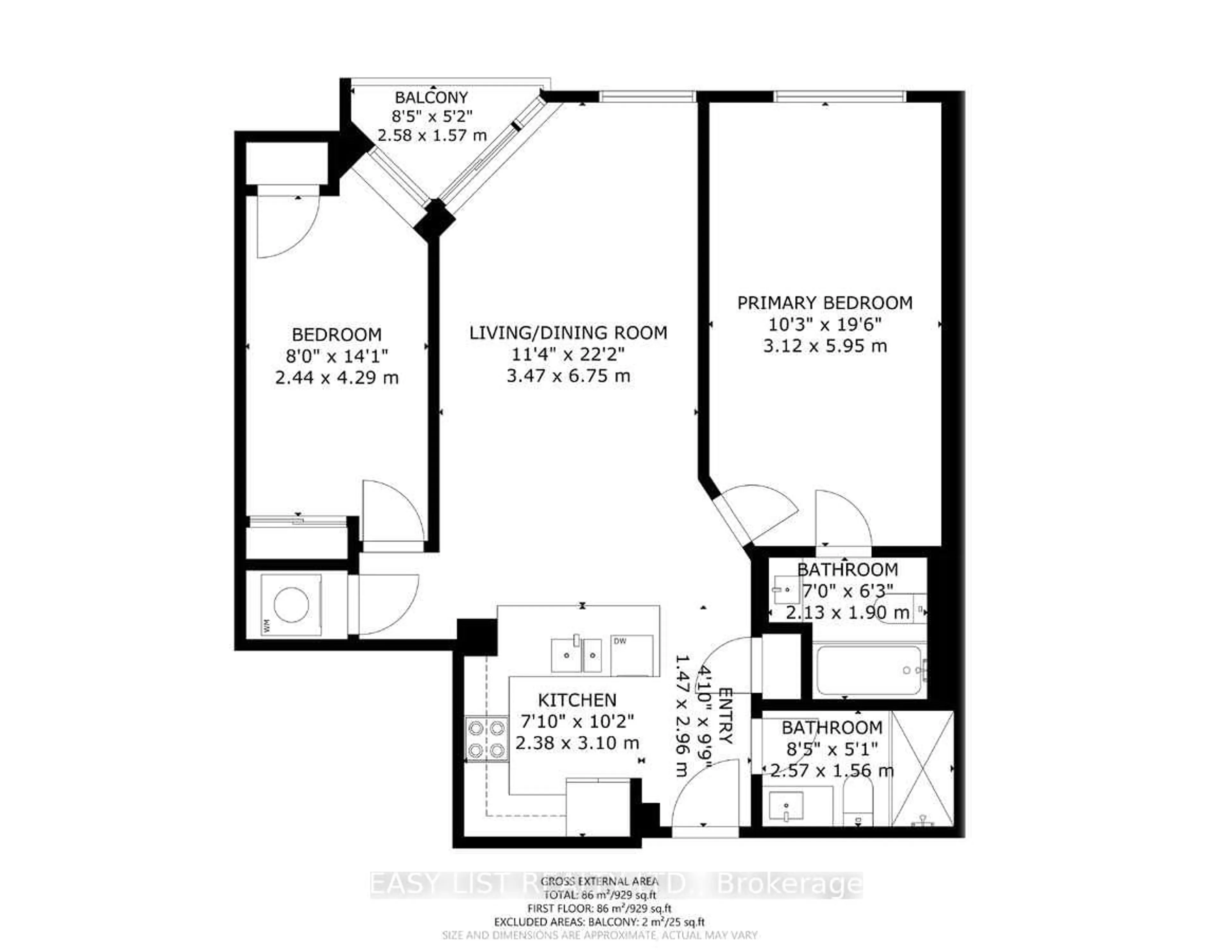 Floor plan for 190 Manitoba St #710, Toronto Ontario M8Y 3Y8