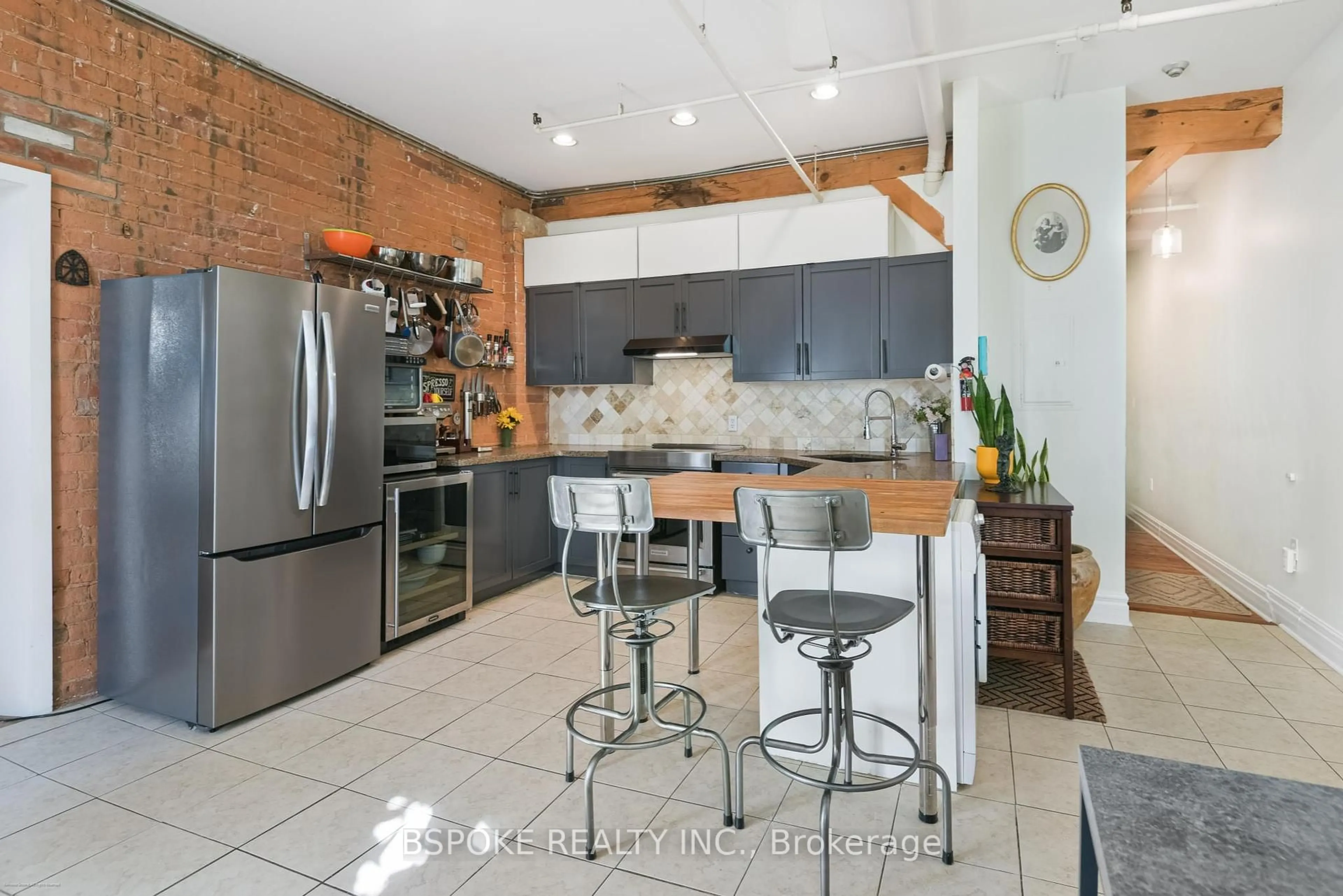 Open concept kitchen, ceramic/tile floor for 121 Prescott Ave #18, Toronto Ontario M6N 3G8