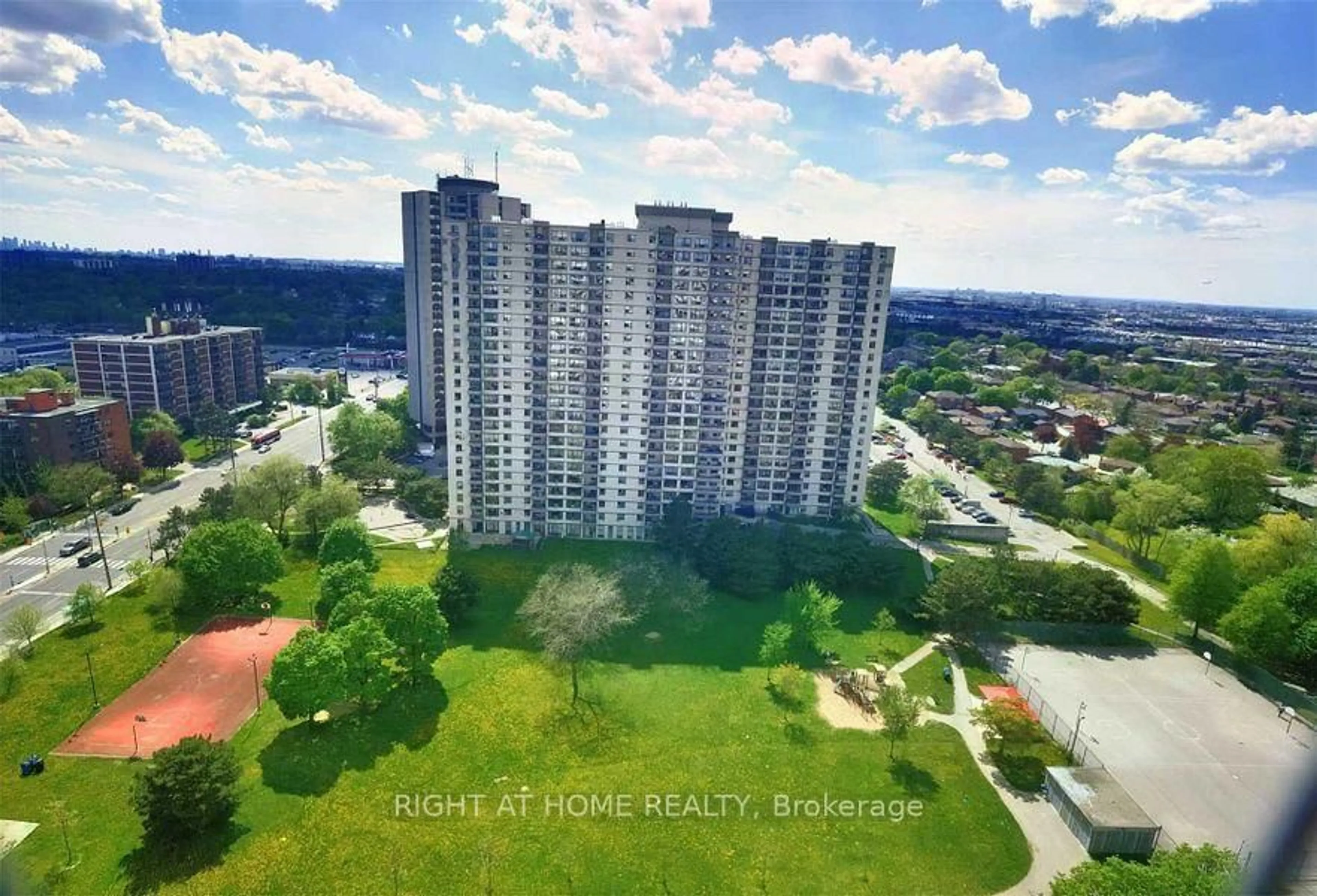 A pic from outside/outdoor area/front of a property/back of a property/a pic from drone, city buildings view from balcony for 340 Dixon Rd #1115, Toronto Ontario M9R 1T1