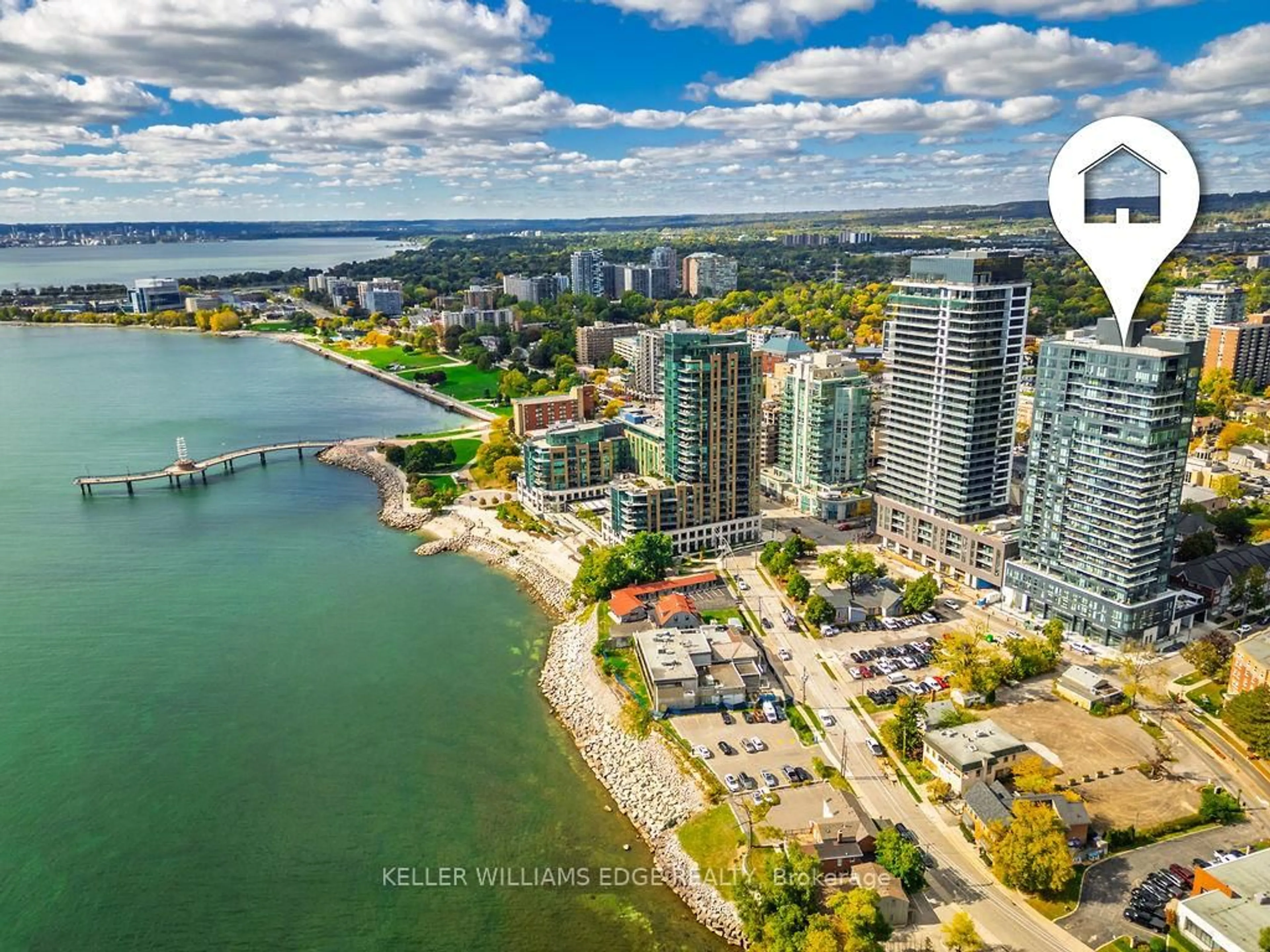 A pic from outside/outdoor area/front of a property/back of a property/a pic from drone, water/lake/river/ocean view for 370 Martha St #1207, Burlington Ontario L7R 0G9