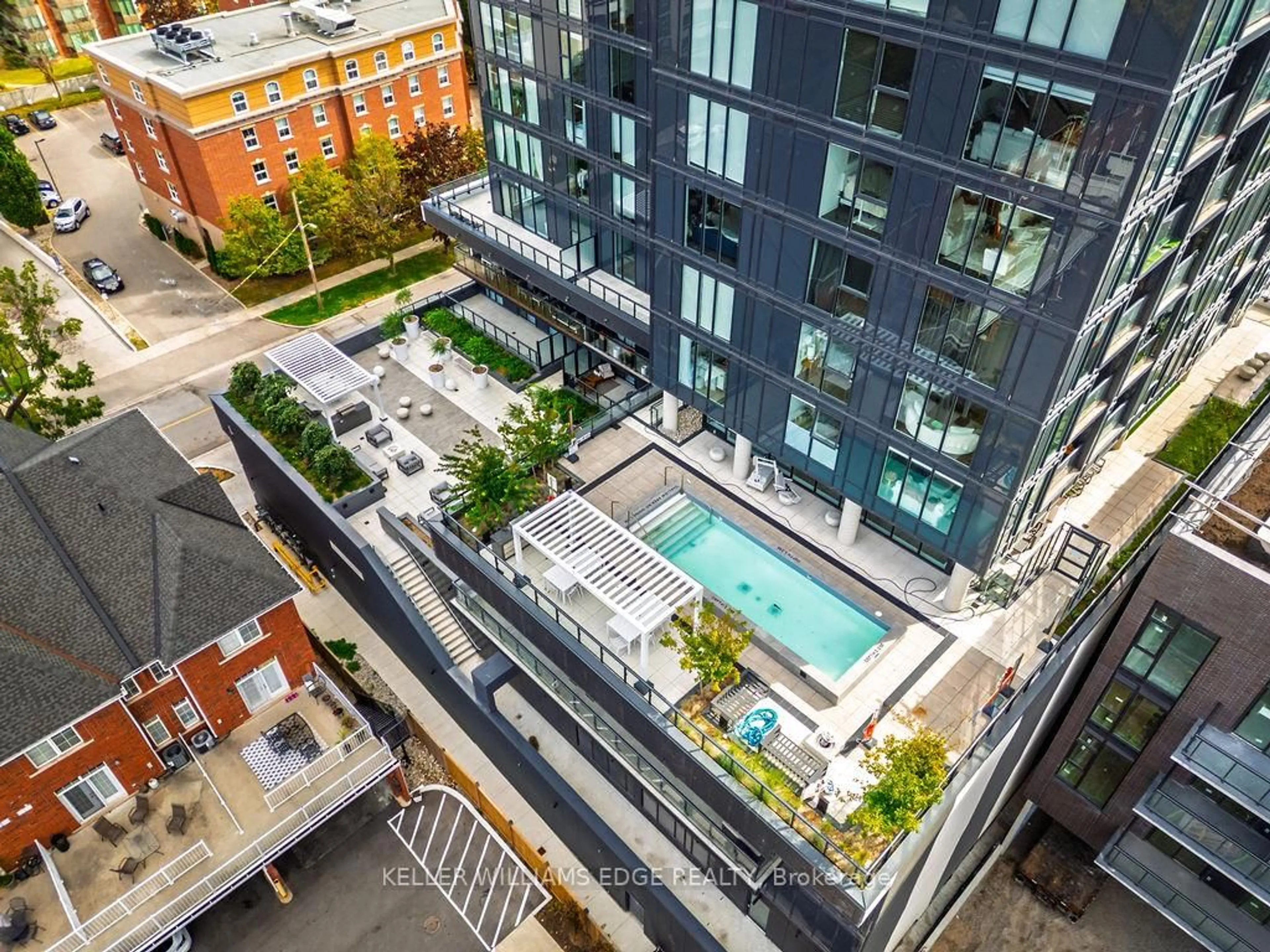 A pic from outside/outdoor area/front of a property/back of a property/a pic from drone, city buildings view from balcony for 370 Martha St #1207, Burlington Ontario L7R 0G9