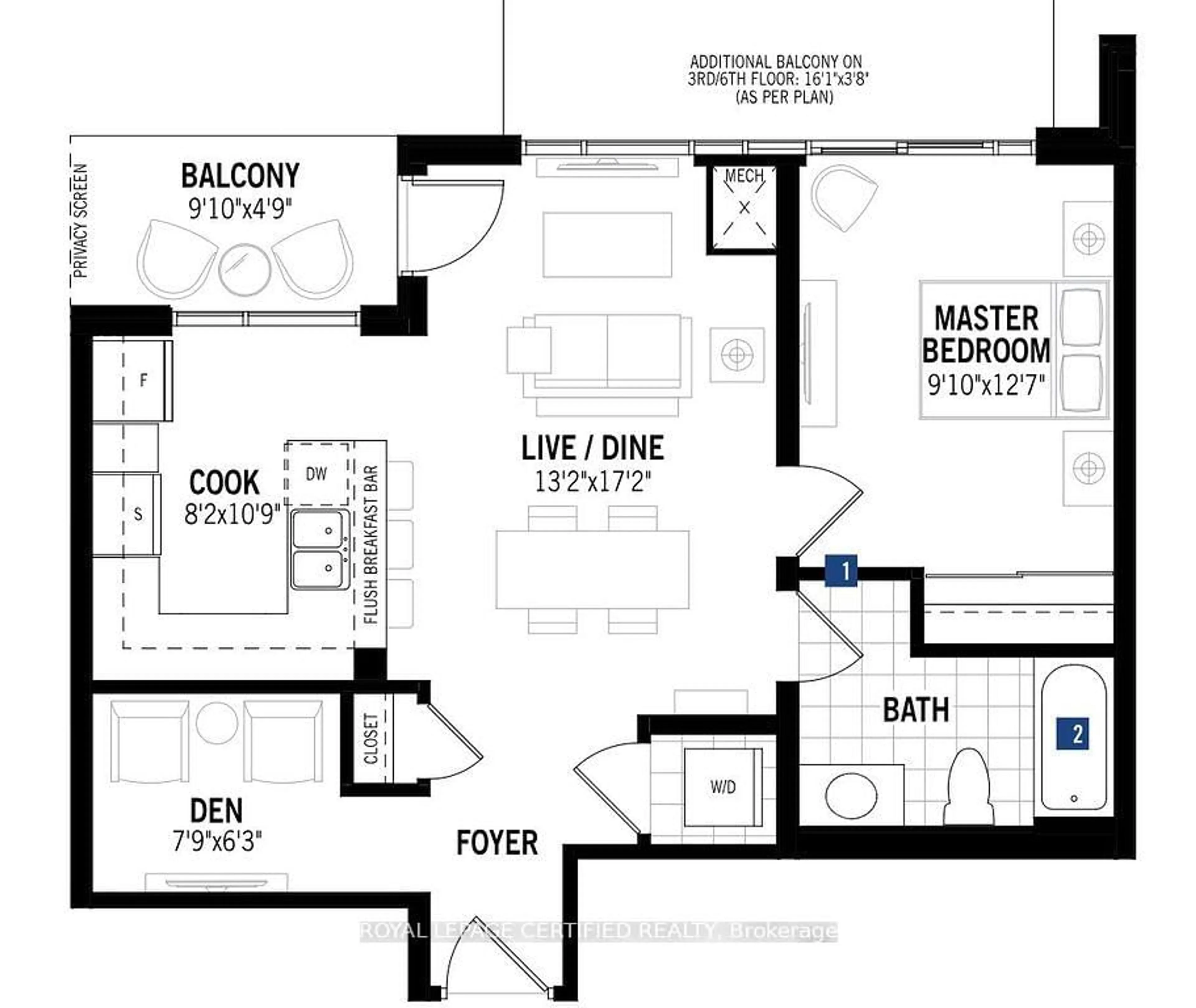 Floor plan for 128 Grovewood Common #435, Oakville Ontario L6H 0X3
