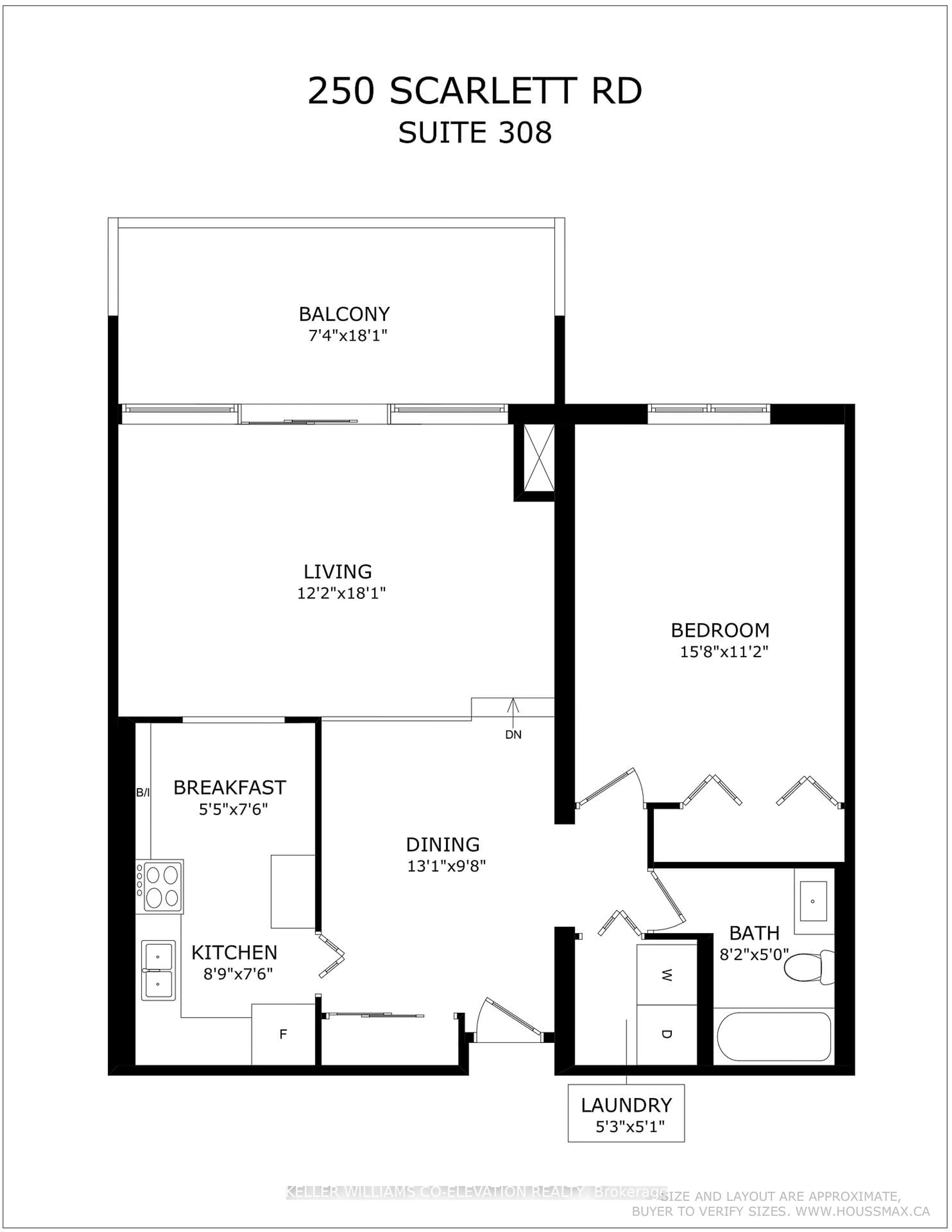 Floor plan for 250 Scarlett Rd #308, Toronto Ontario M6N 4X5