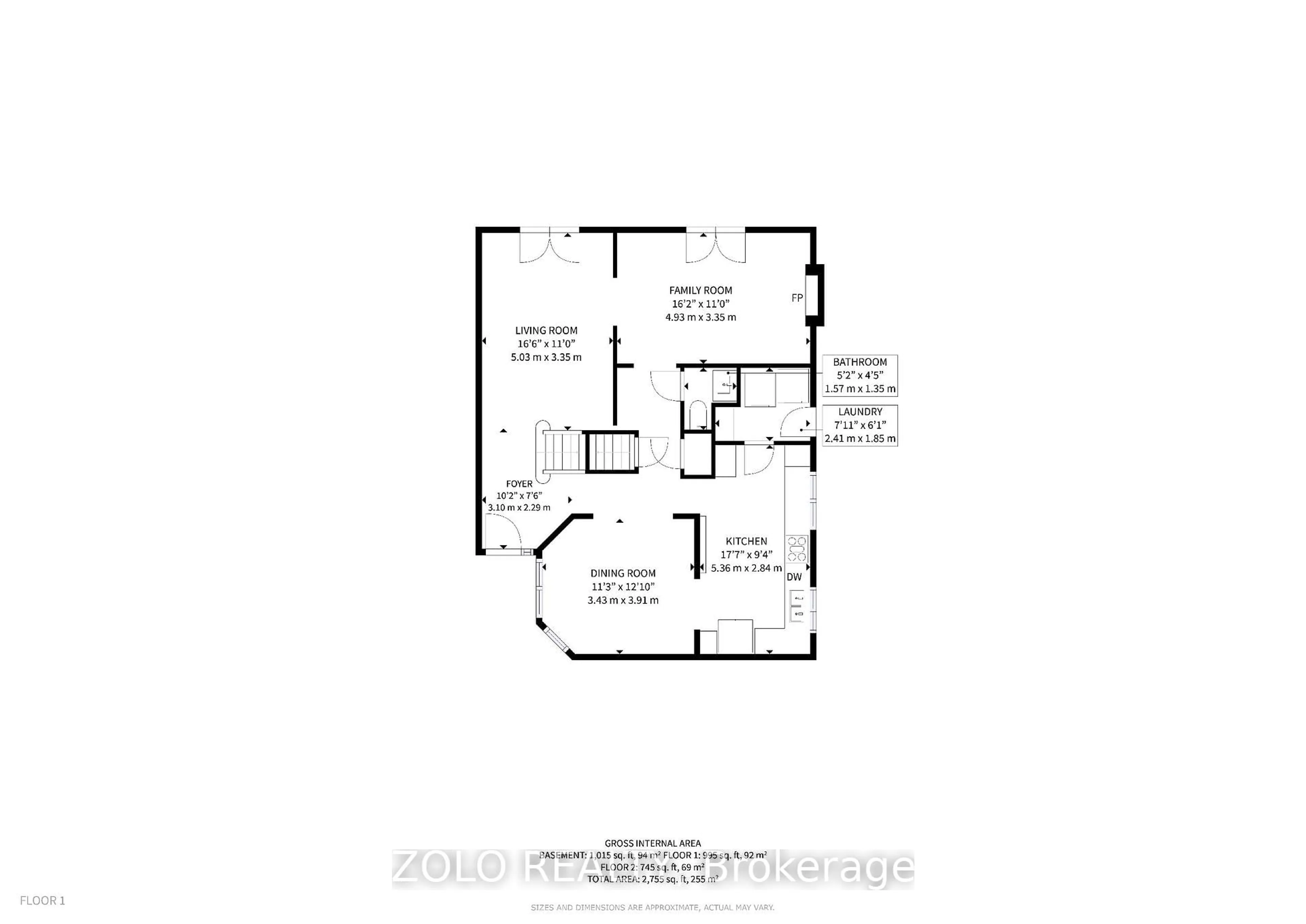 Floor plan for 50 Lacewood Cres, Brampton Ontario L6S 3K4