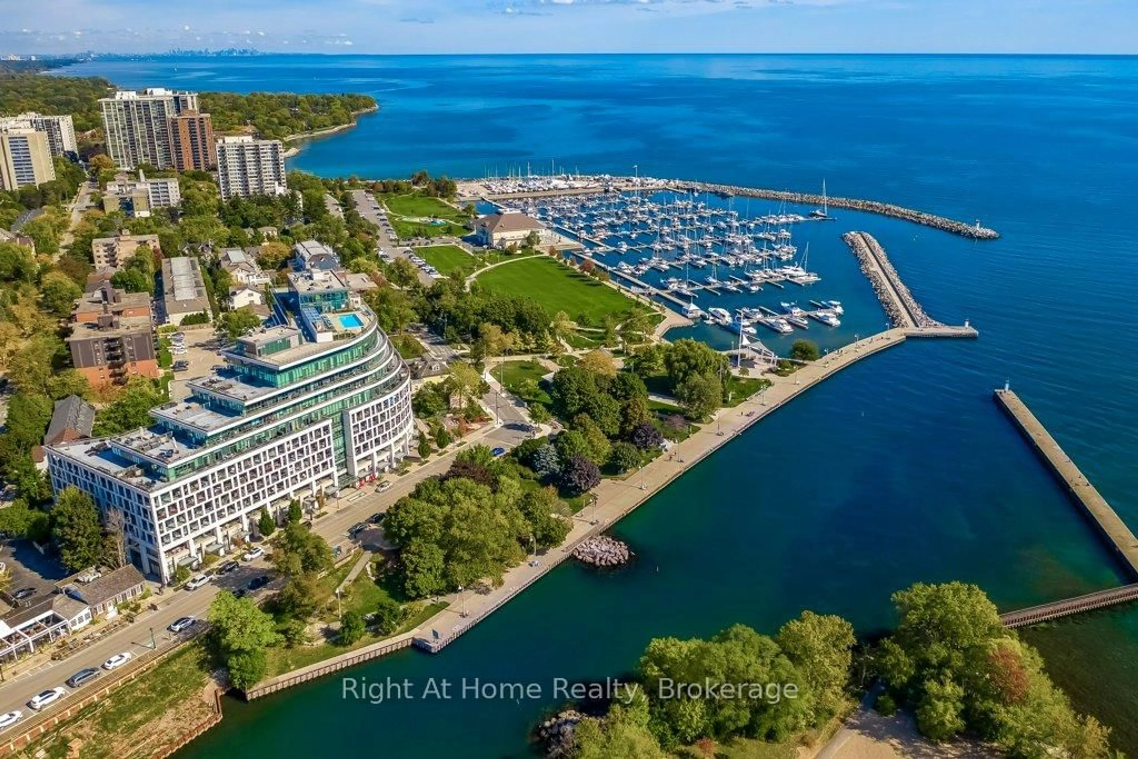 A pic from outside/outdoor area/front of a property/back of a property/a pic from drone, water/lake/river/ocean view for 11 Bronte Rd #201, Oakville Ontario L6L 0E1