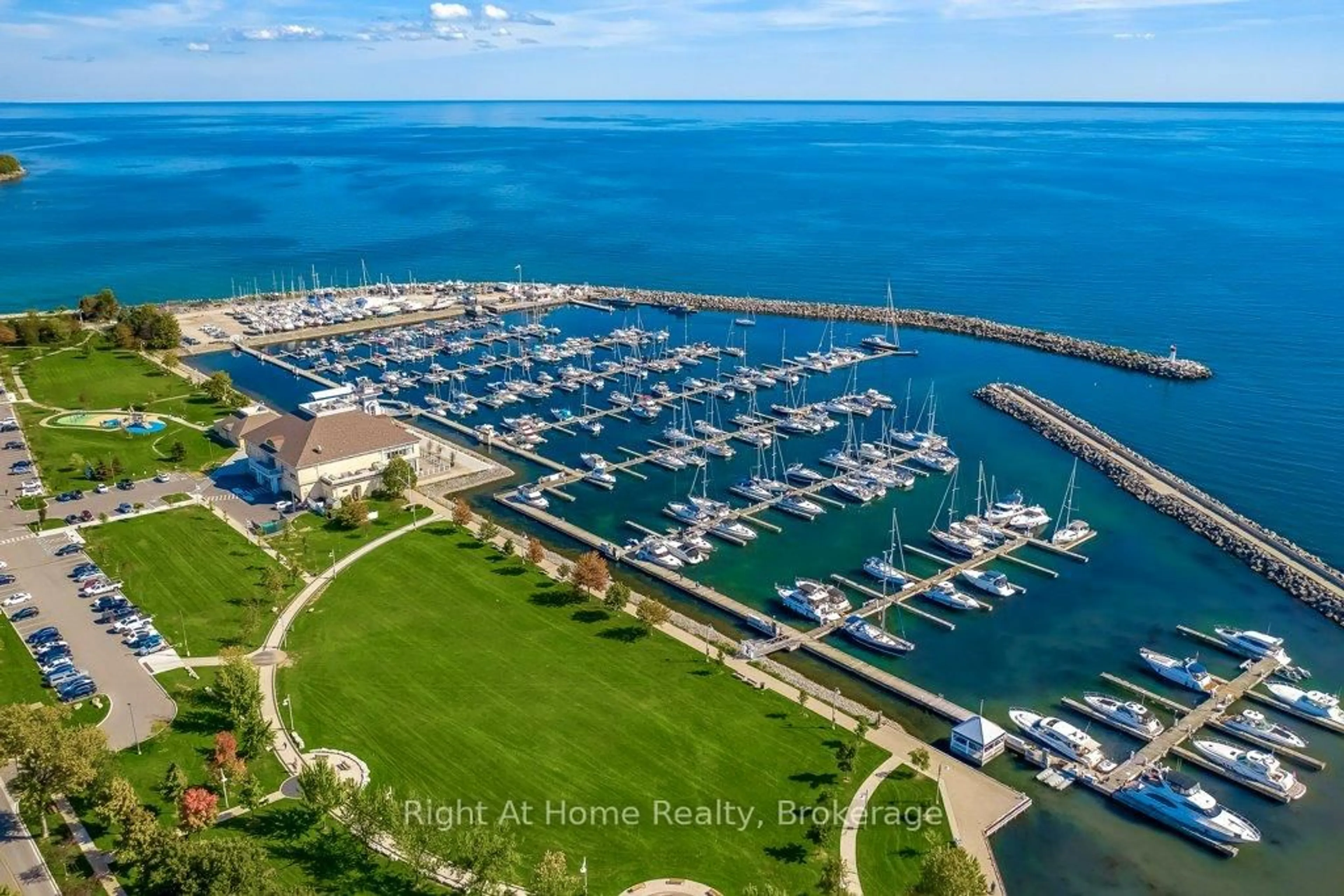 A pic from outside/outdoor area/front of a property/back of a property/a pic from drone, water/lake/river/ocean view for 11 Bronte Rd #201, Oakville Ontario L6L 0E1