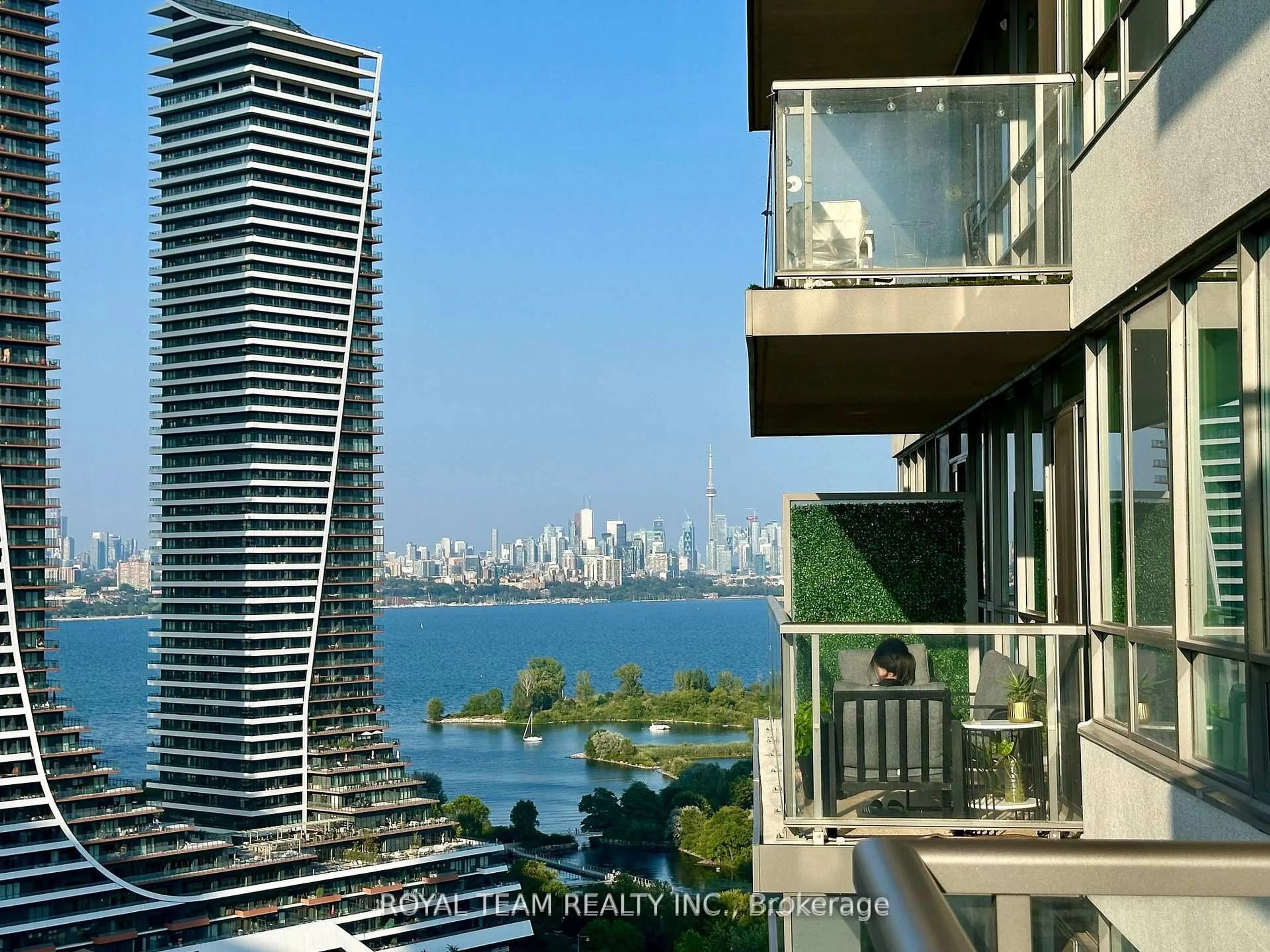 Balcony in the apartment, city buildings view from balcony for 2230 Lake Shore Blvd #2504, Toronto Ontario M8V 0B2