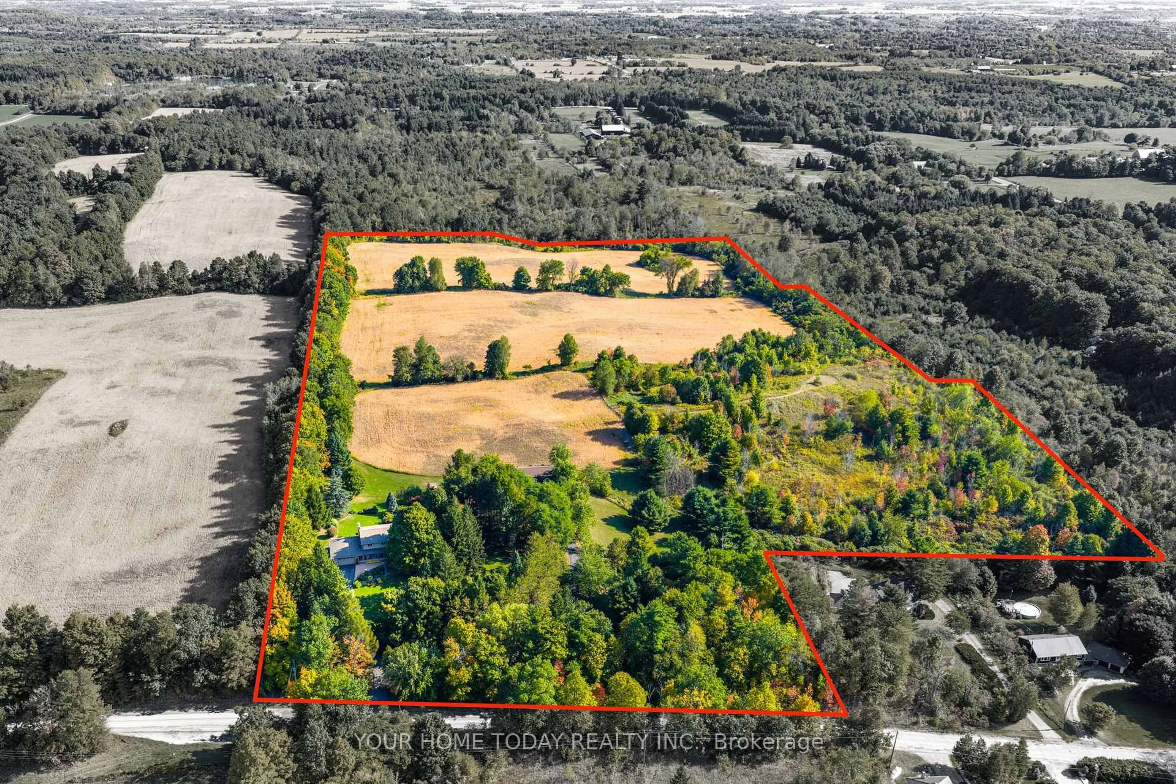 A pic from outside/outdoor area/front of a property/back of a property/a pic from drone, forest/trees view for 12609 Fifth Line, Halton Hills Ontario L0P 1H0