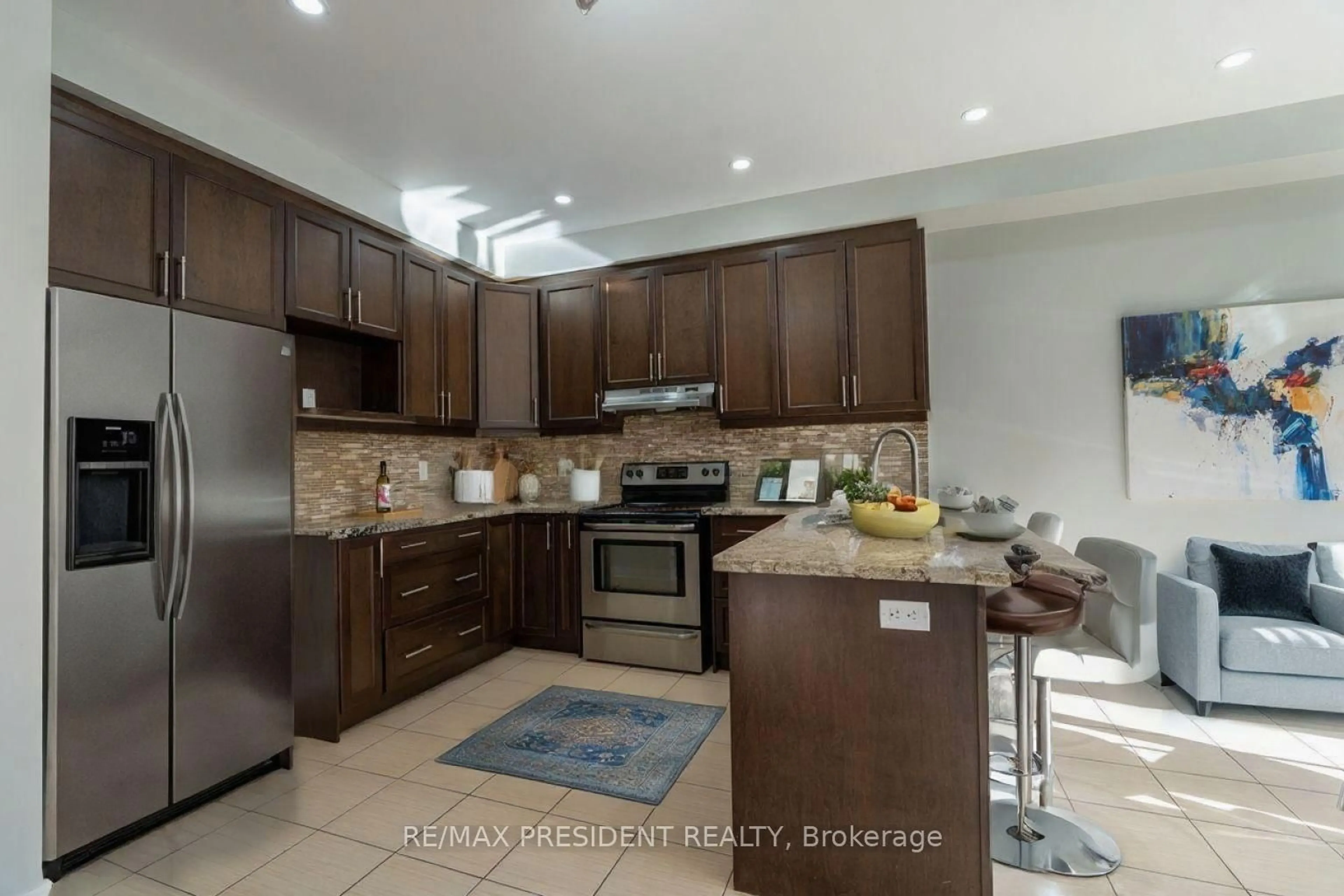 Open concept kitchen, ceramic/tile floor for 77 Zelda Rd, Brampton Ontario L6R 3V3