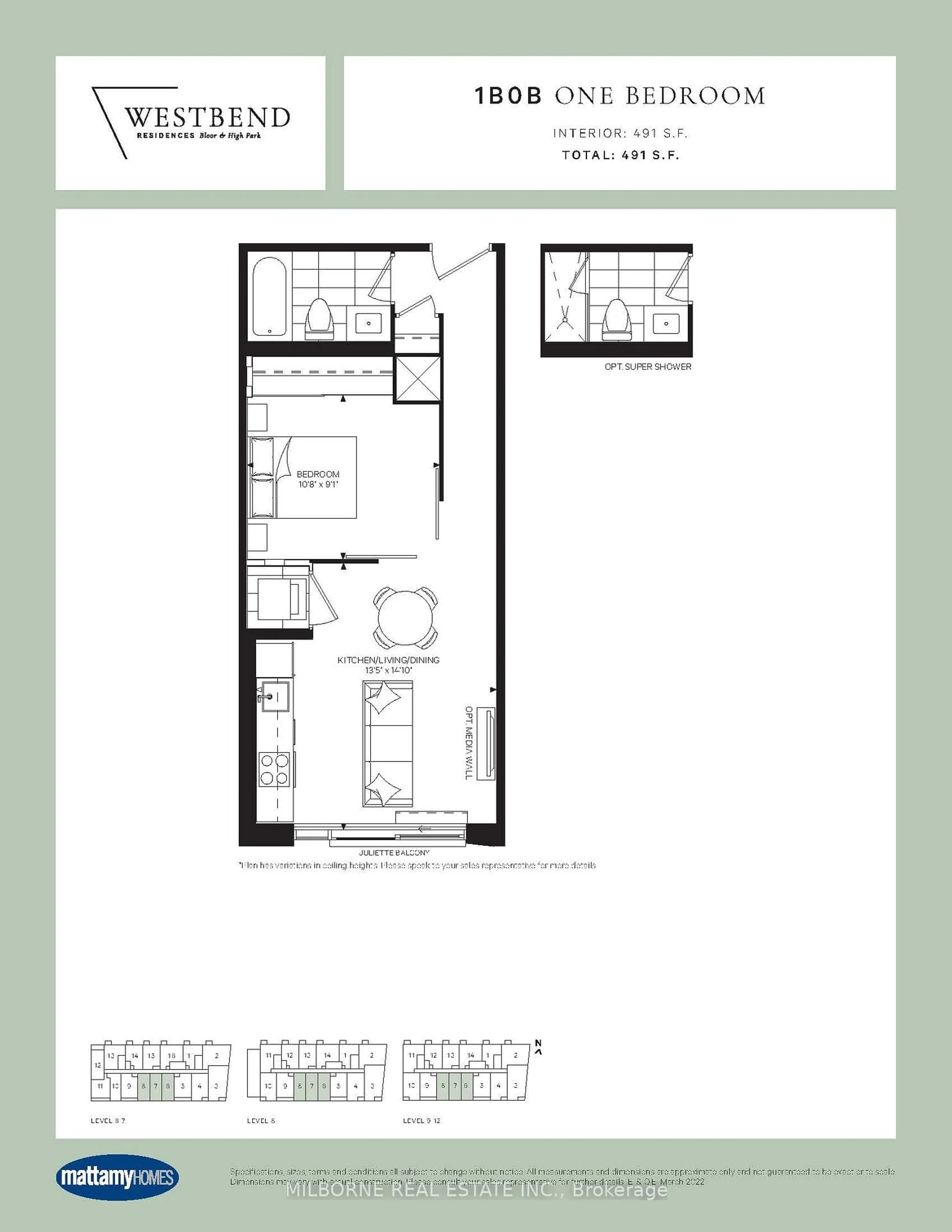 Floor plan for 1660 Bloor St #1107, Toronto Ontario M6P 1A8