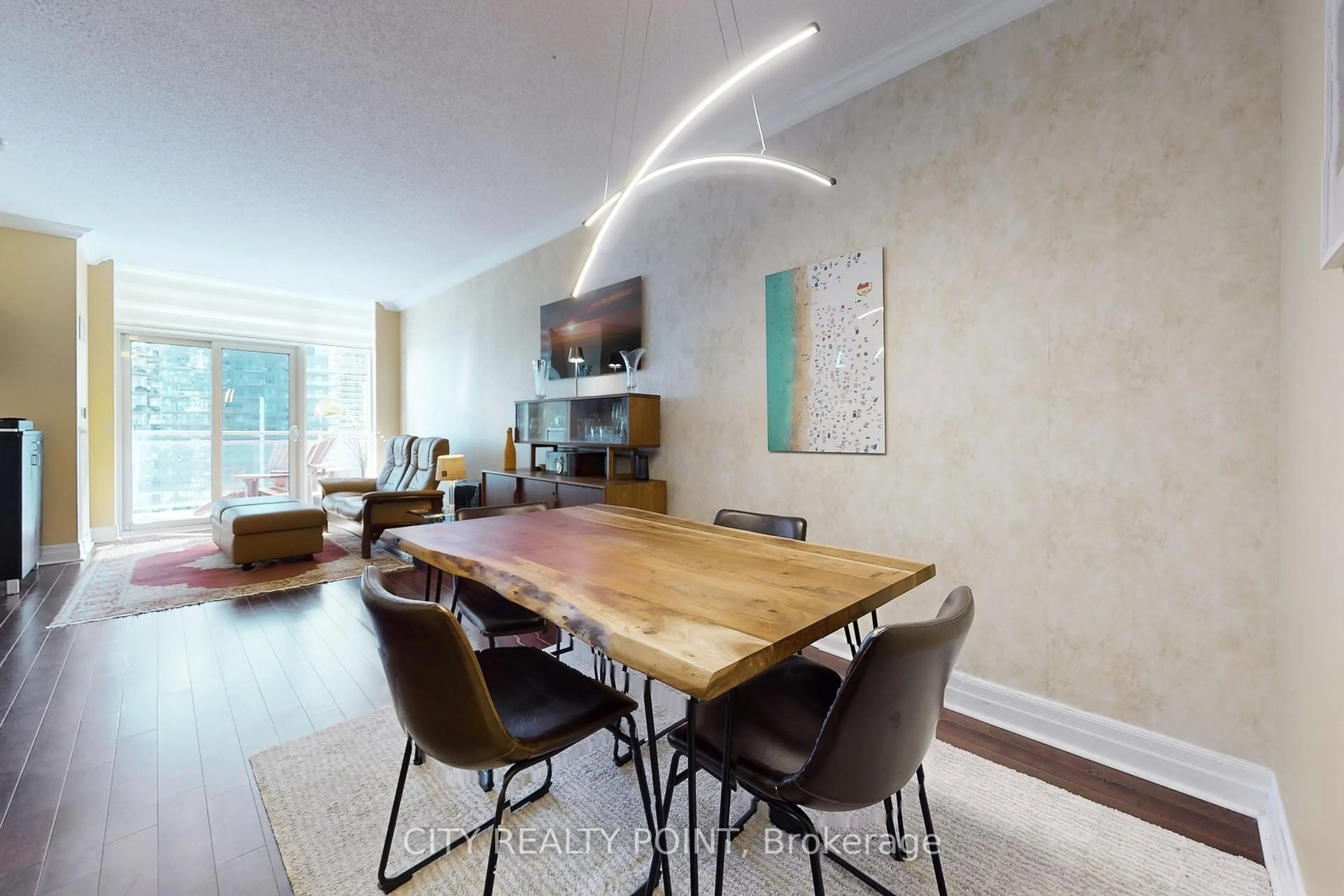 Dining room, wood/laminate floor for 58 Marine Parade Dr #1214, Toronto Ontario M8V 4G1